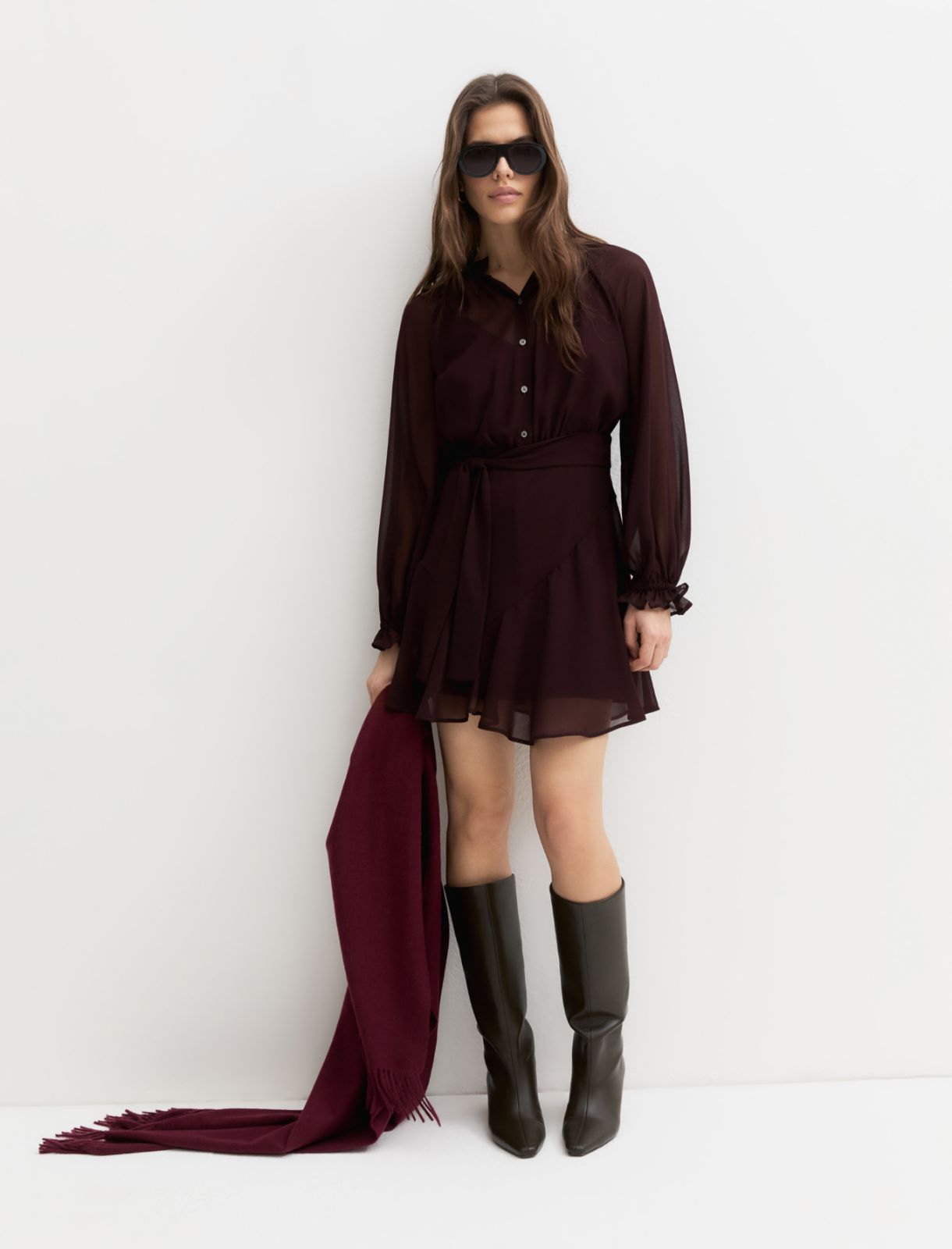 Georgette dress - BORDEAUX - Emme