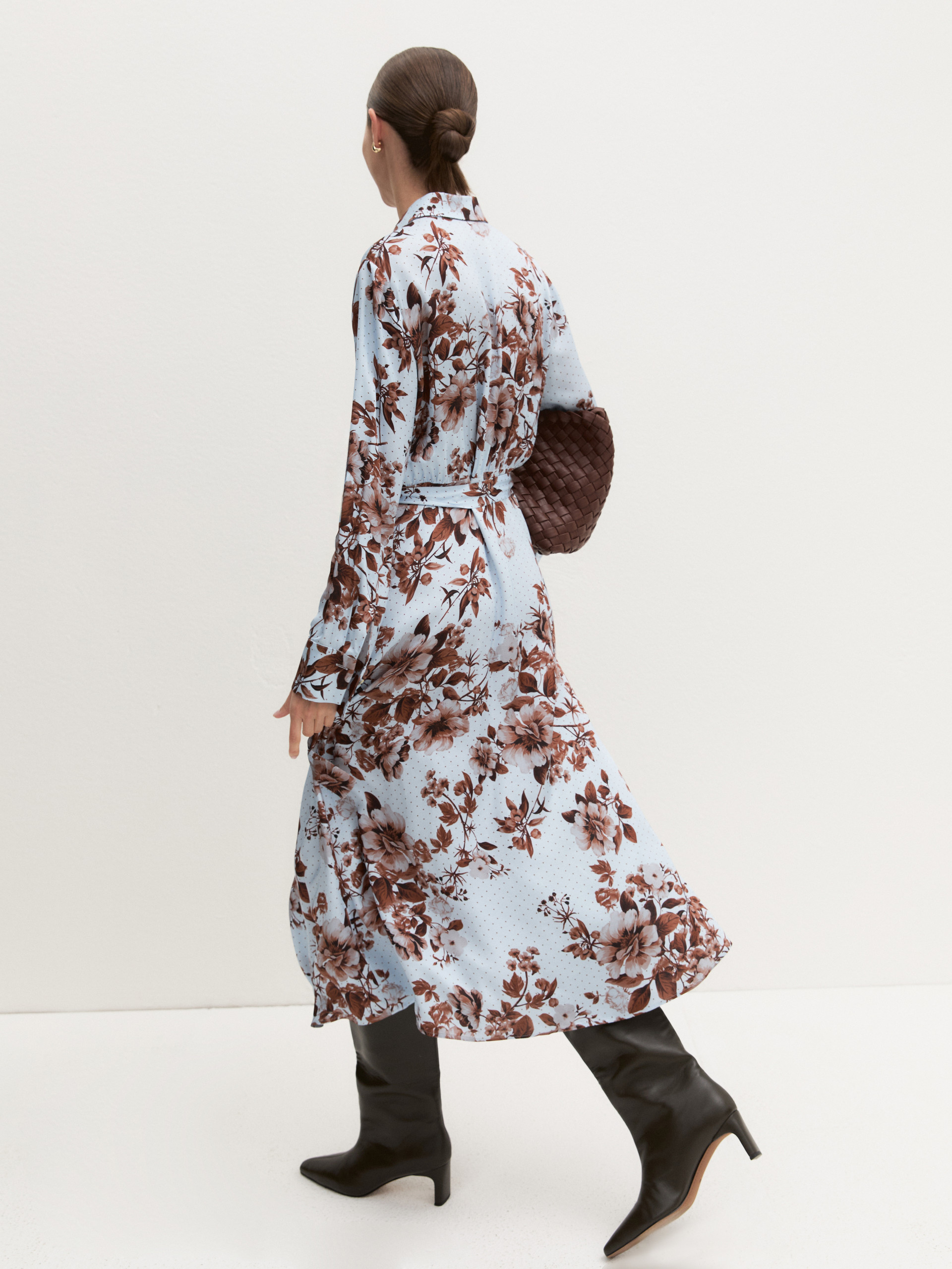 Viscose satin shirt dress - LIGHT BLUE - Emme - 2