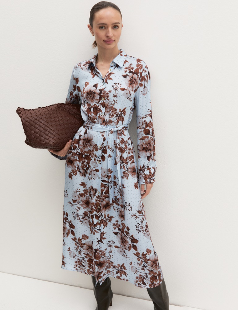 Viscose satin shirt dress - Emme - 5