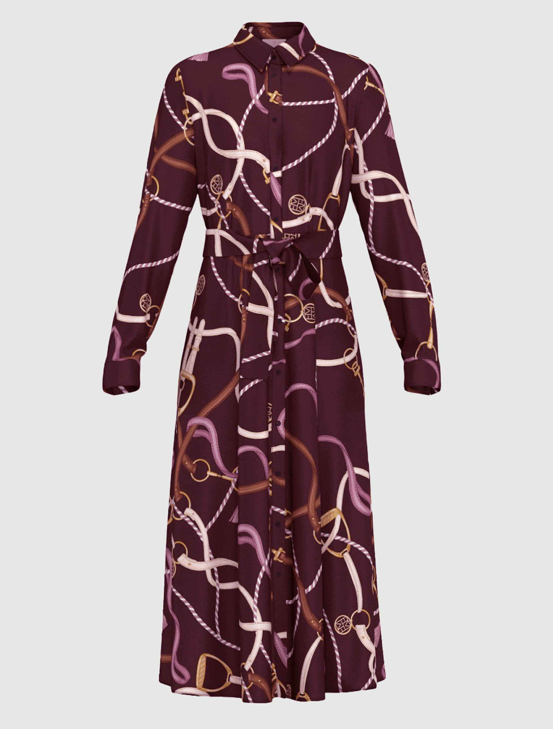 Long printed twill shirt dress - DARK BROWN - Emme - 6