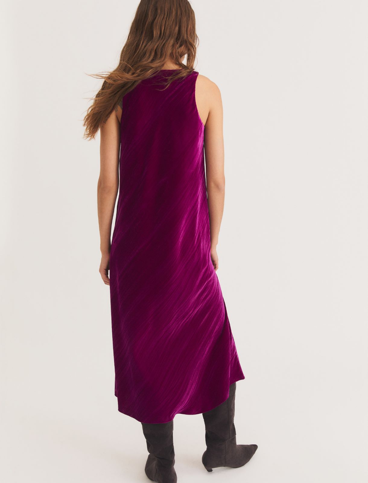 Flared crackled velvet dress - CARDINAL - Emme - 2