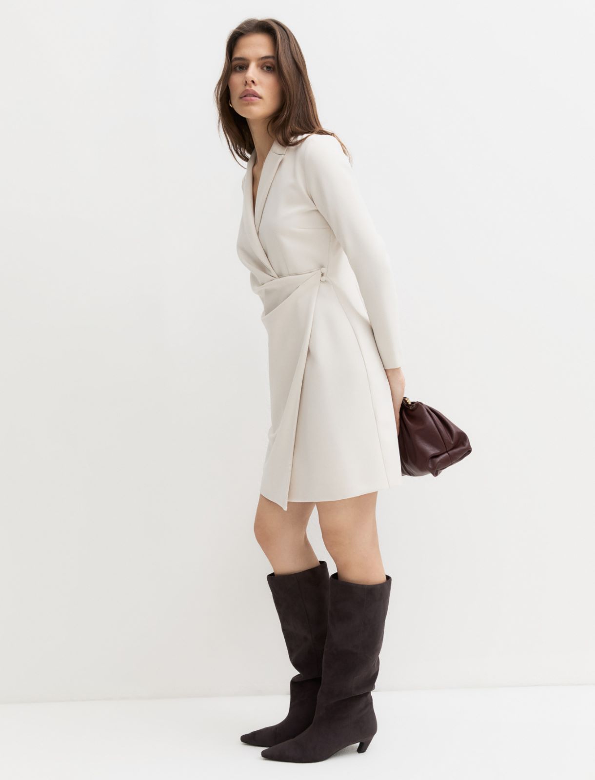 Stretch robe manteau dress - WOOL WHITE - Emme