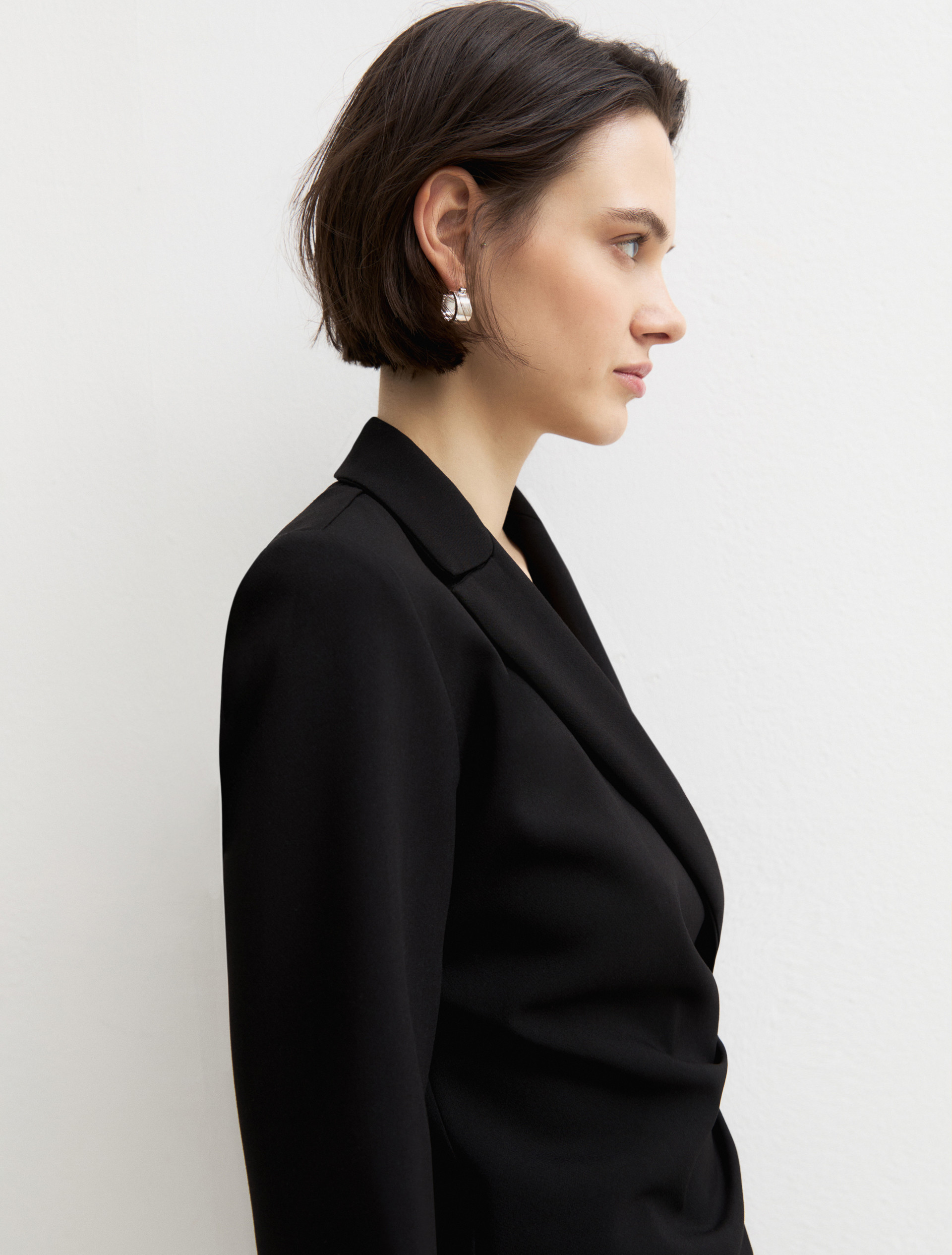 Stretch robe manteau dress - BLACK - Emme - 3