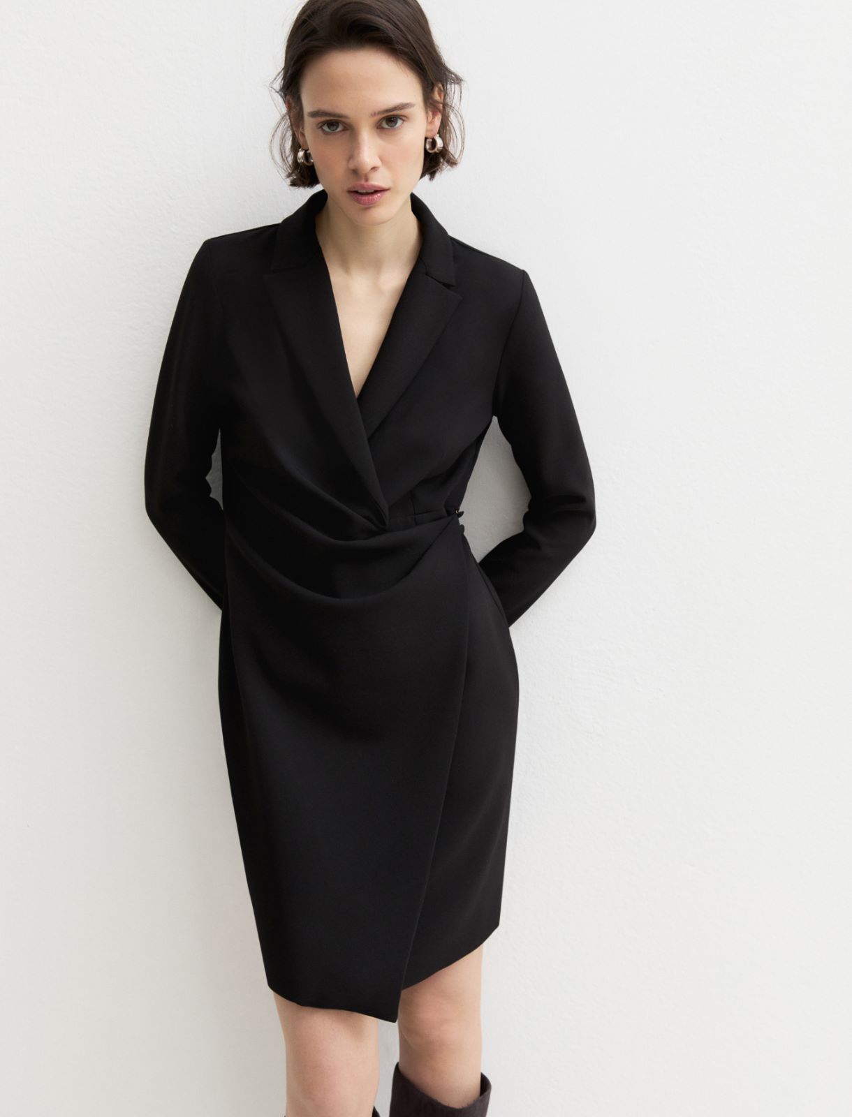 Stretch robe manteau dress - BLACK - Emme - 5