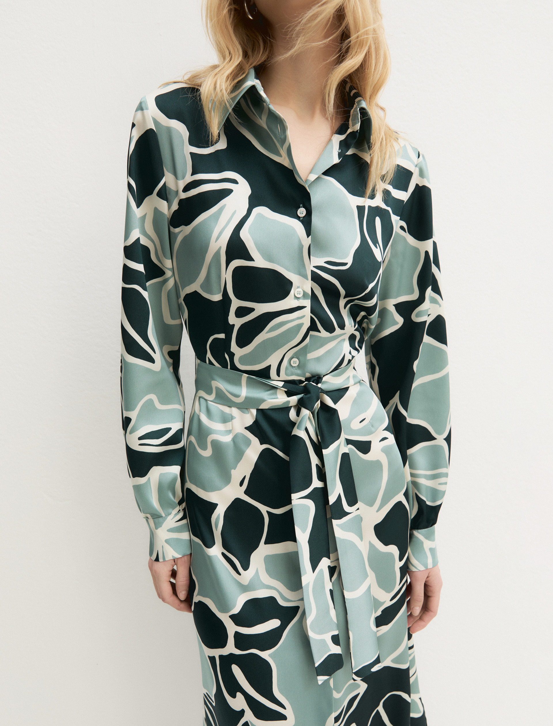 Printed twill shirt dress - OPAL GREEN - Emme - 6