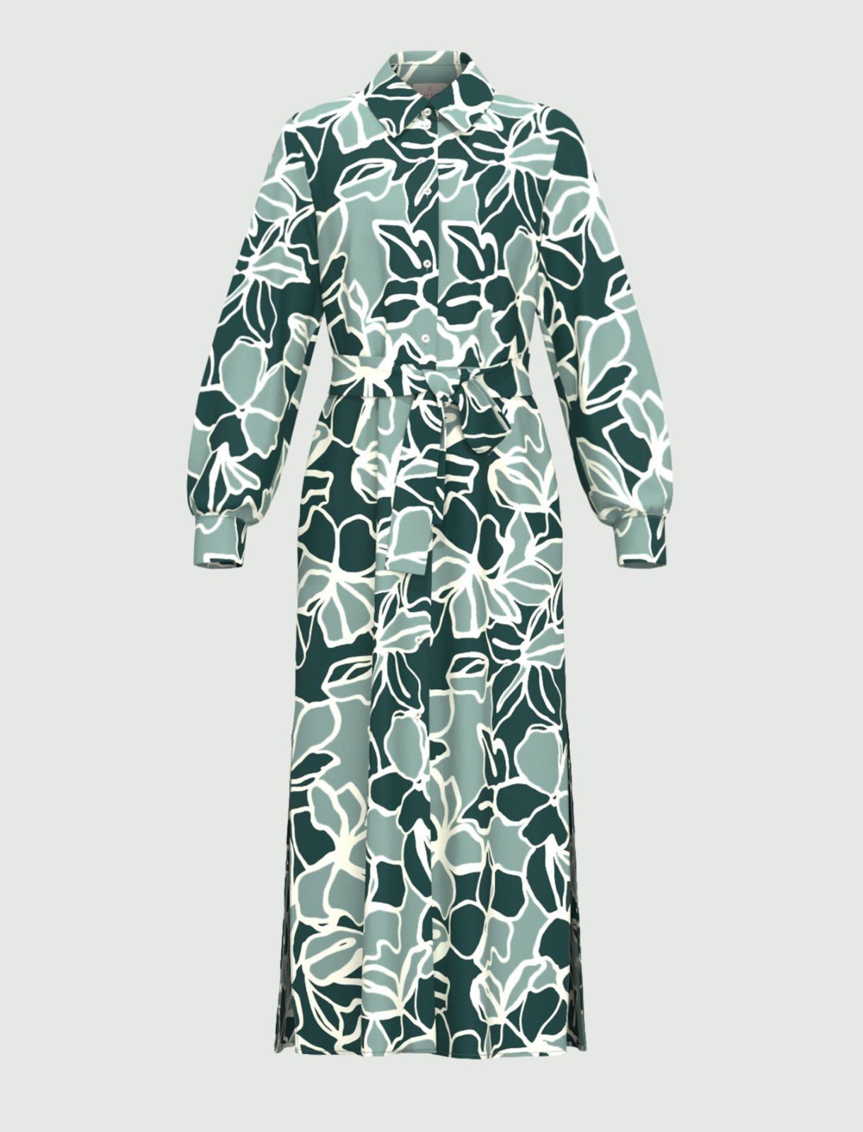 Printed twill shirt dress - OPAL GREEN - Emme - 4
