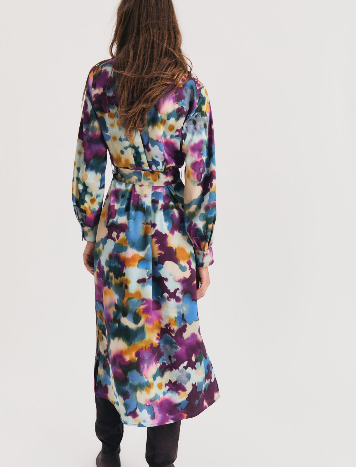Printed twill shirt dress - CYCLAMEN - Emme - 2