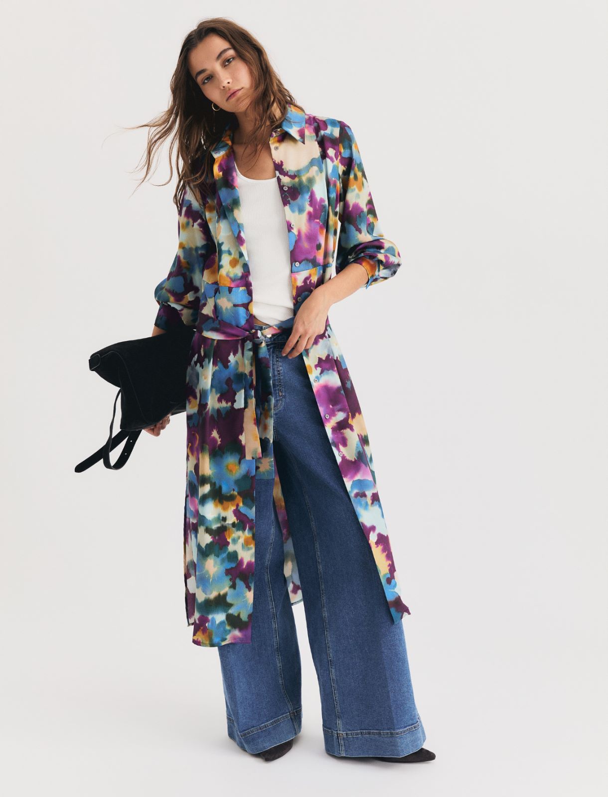Printed twill shirt dress - CYCLAMEN - Emme - 4