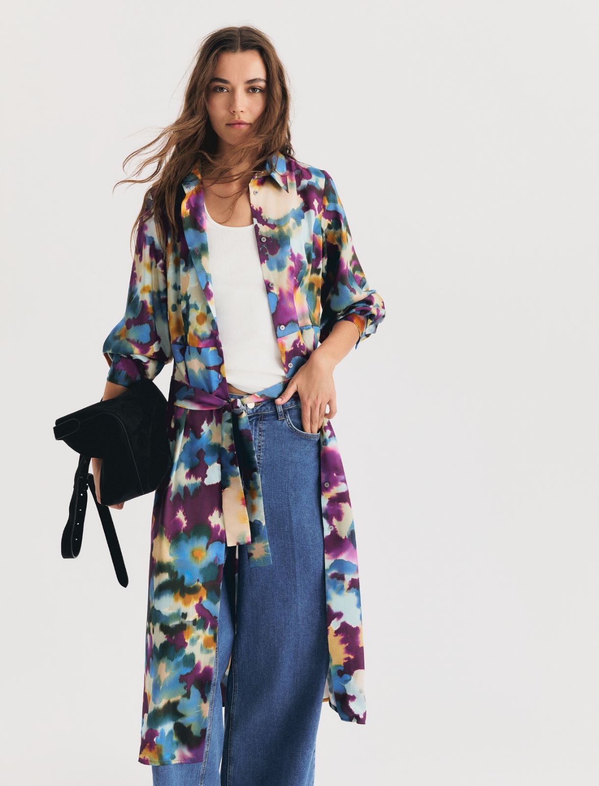 Printed twill shirt dress - CYCLAMEN - Emme - 5