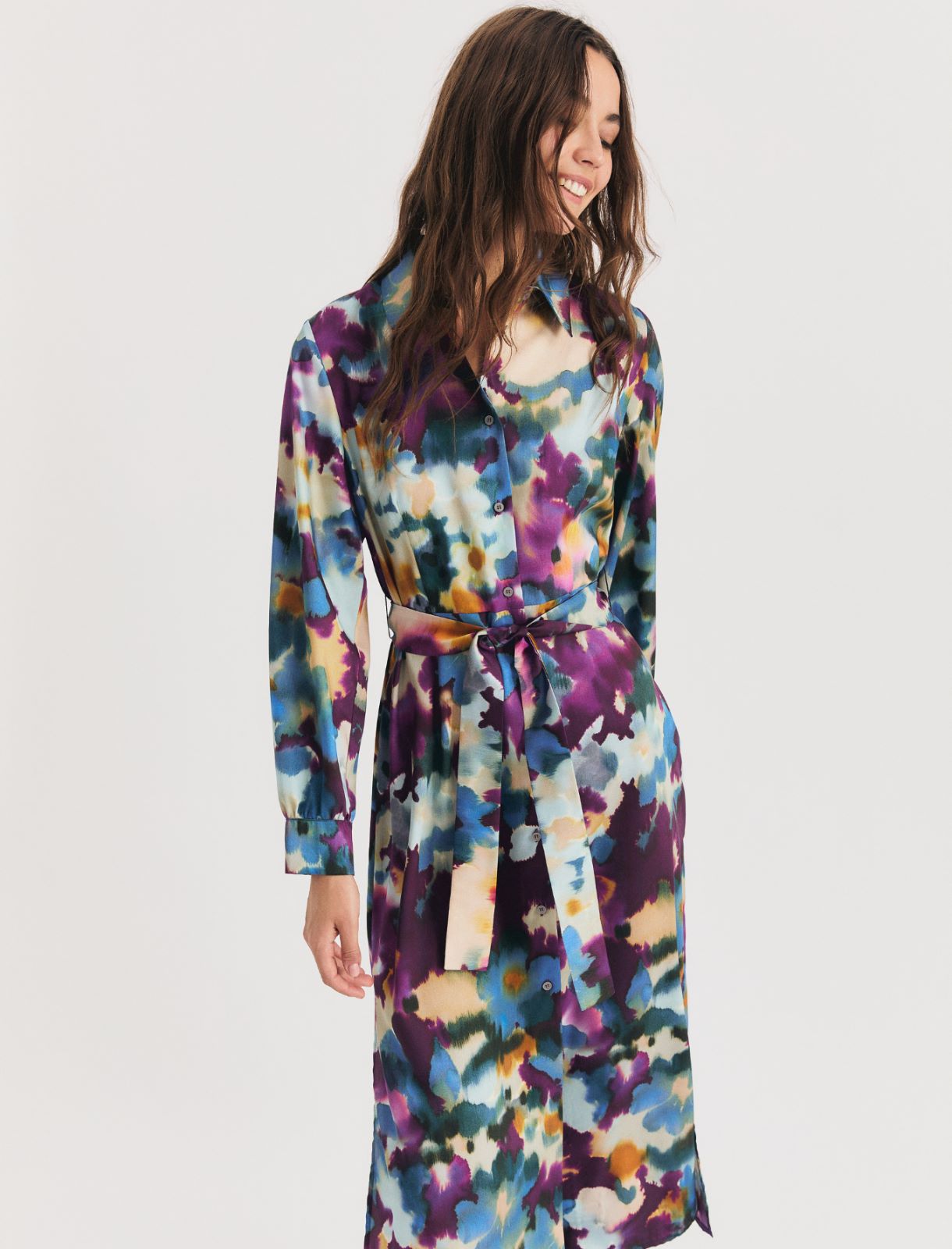 Printed twill shirt dress - CYCLAMEN - Emme - 7