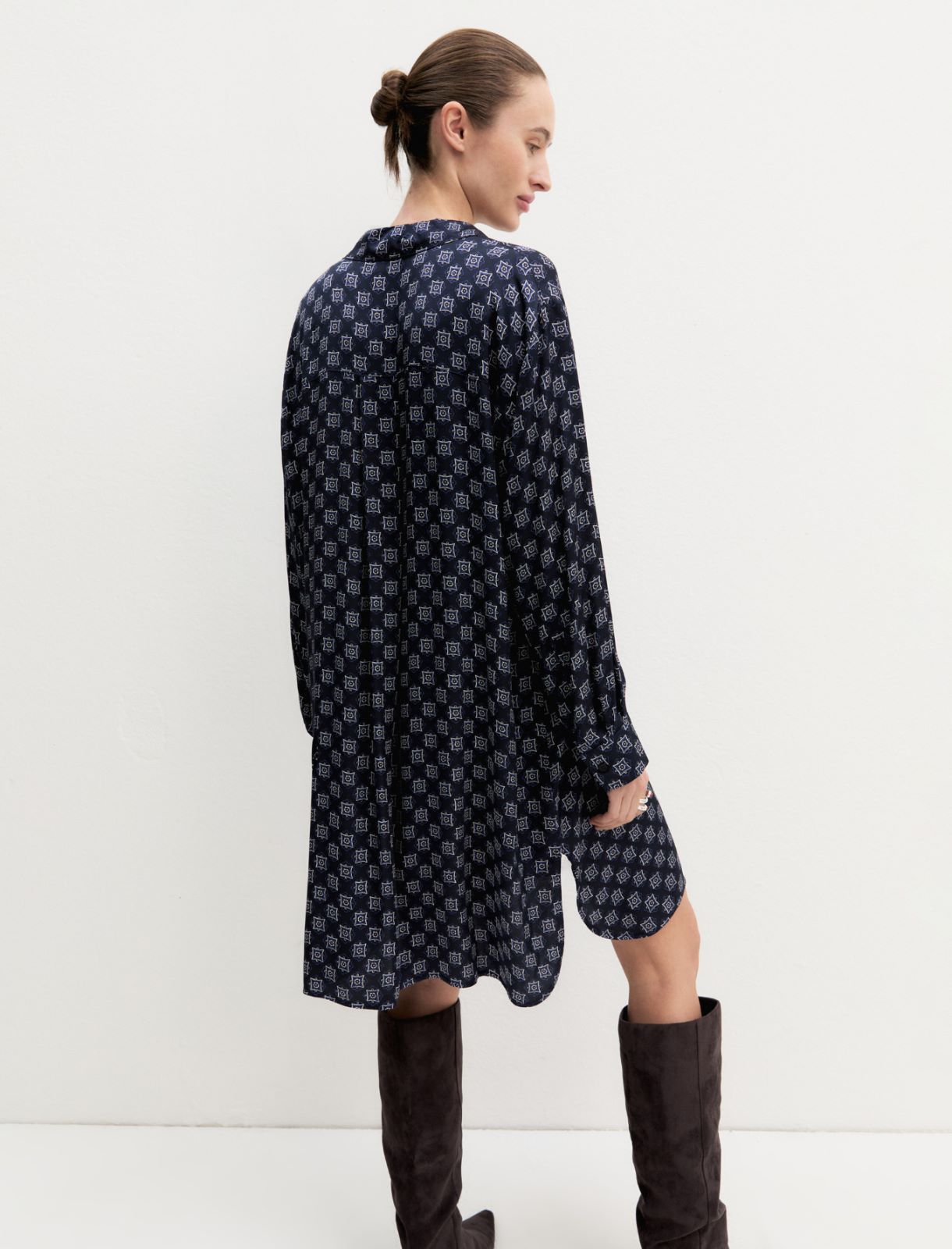 Chemisier in raso stampato - NAVY - Emme - 2