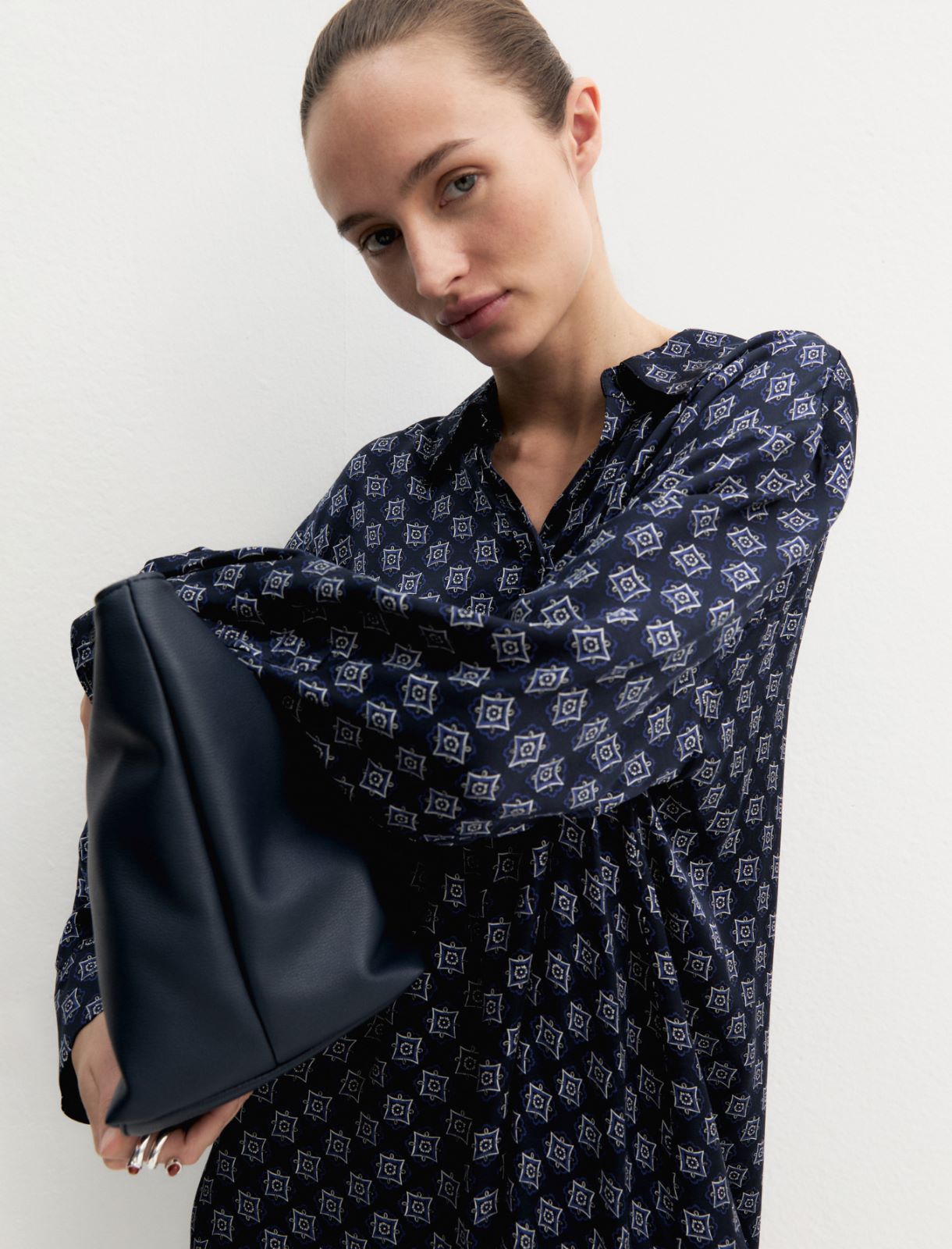 Chemisier in raso stampato - NAVY - Emme - 3