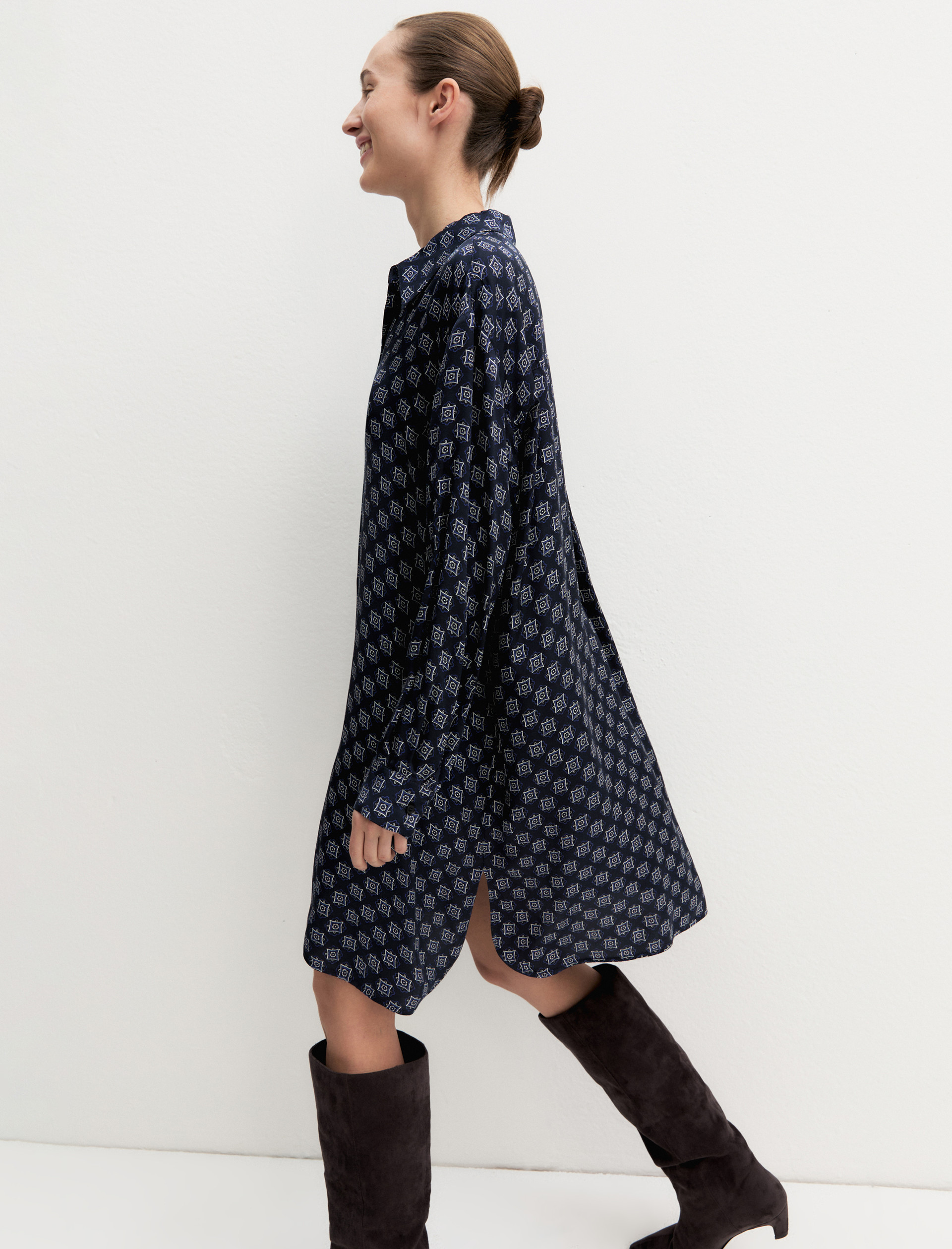 Chemisier in raso stampato - NAVY - Emme - 4