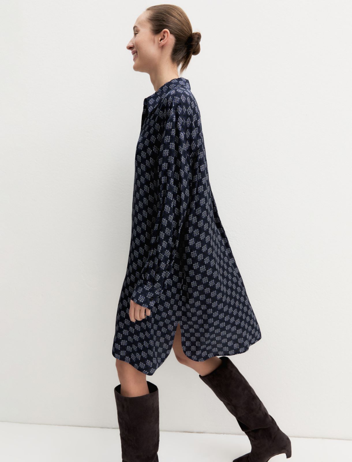 Chemisier in raso stampato - NAVY - Emme - 4