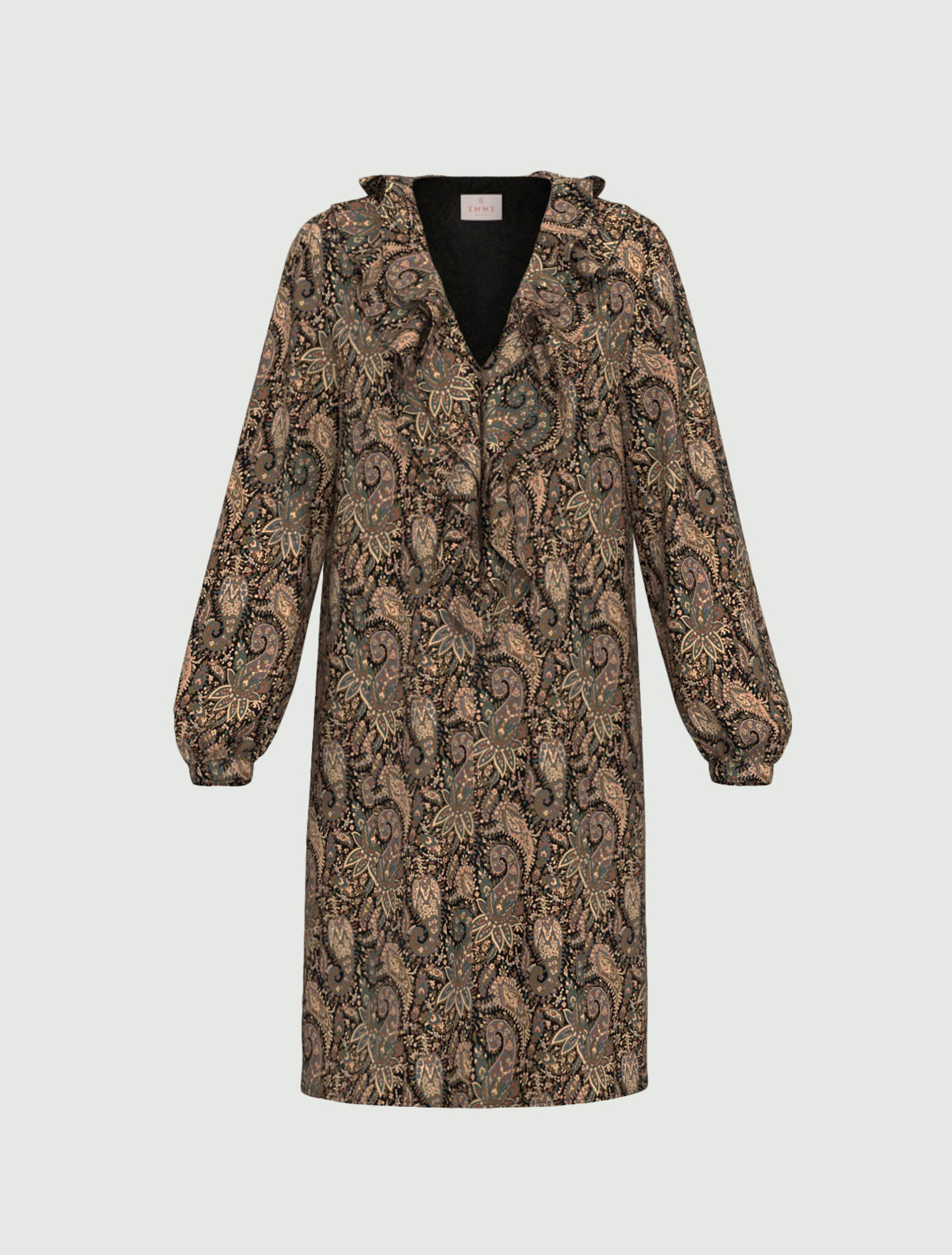 Vestido de sablé con volantes - NEGRO - Emme - 6
