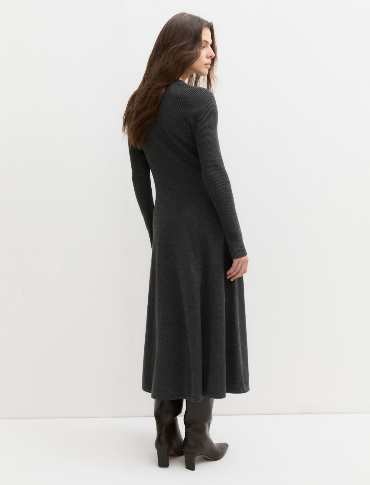 Flared knit dress - PEWTER - Emme - 3