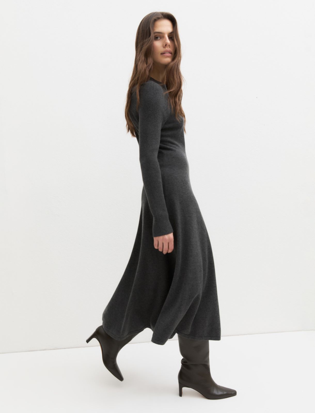 Flared knit dress - PEWTER - Emme - 4