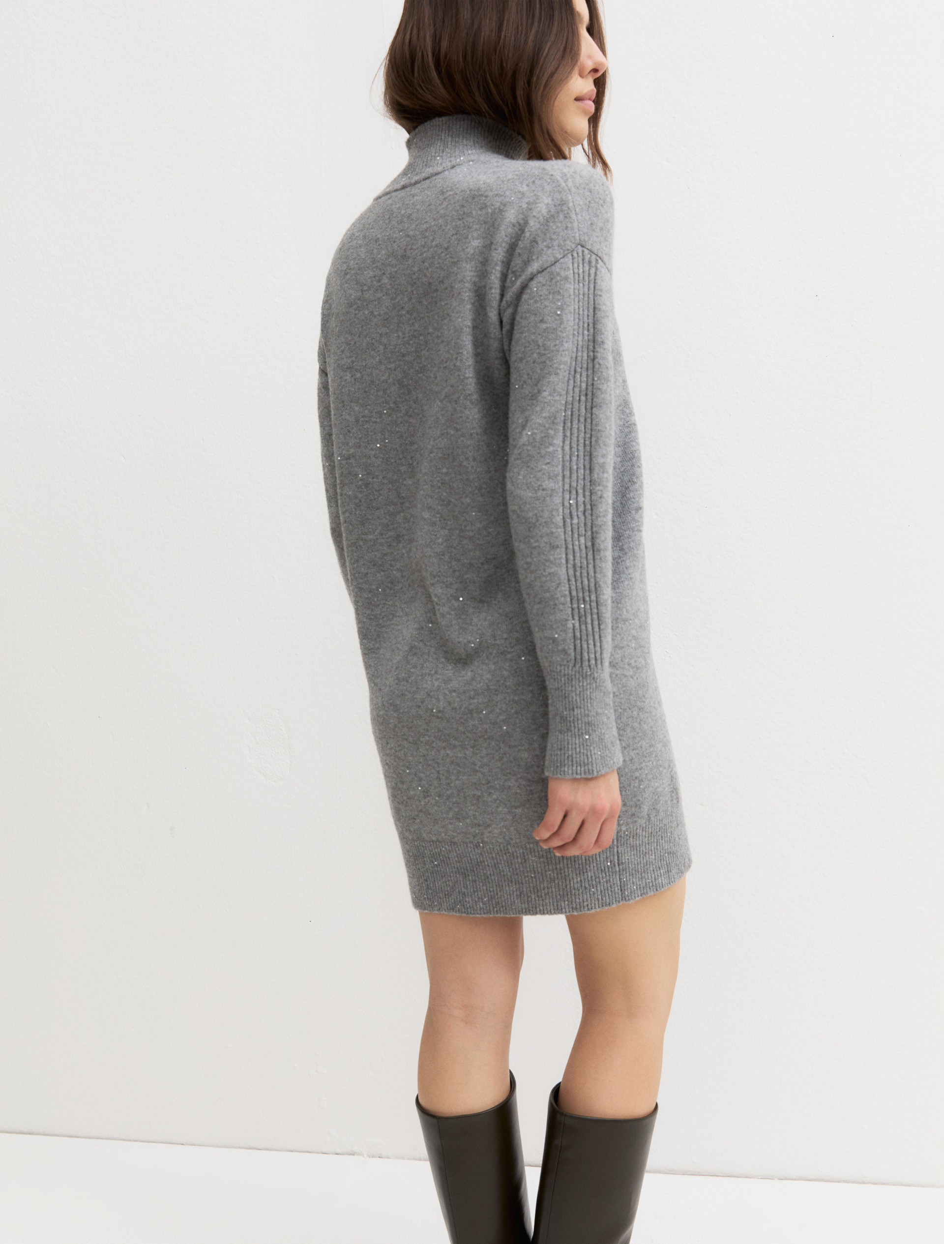 Sequin-embellished stretch-knit dress - SILVER - Emme - 3