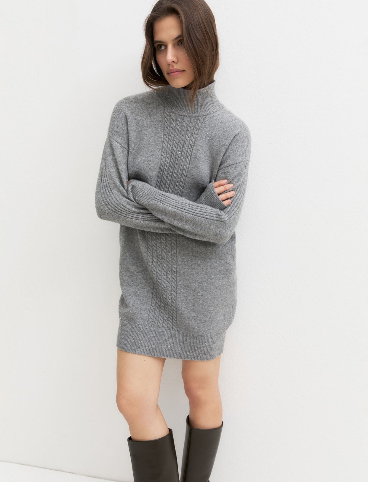 Sequin-embellished stretch-knit dress - SILVER - Emme - 5