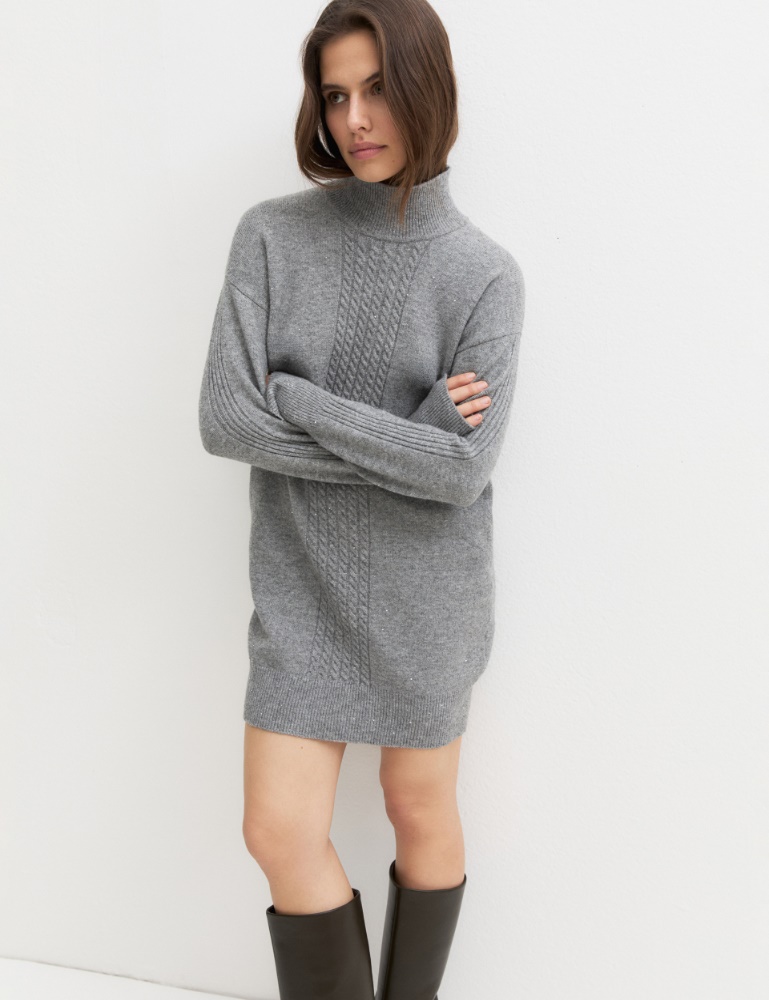 Sequin-embellished stretch-knit dress - SILVER