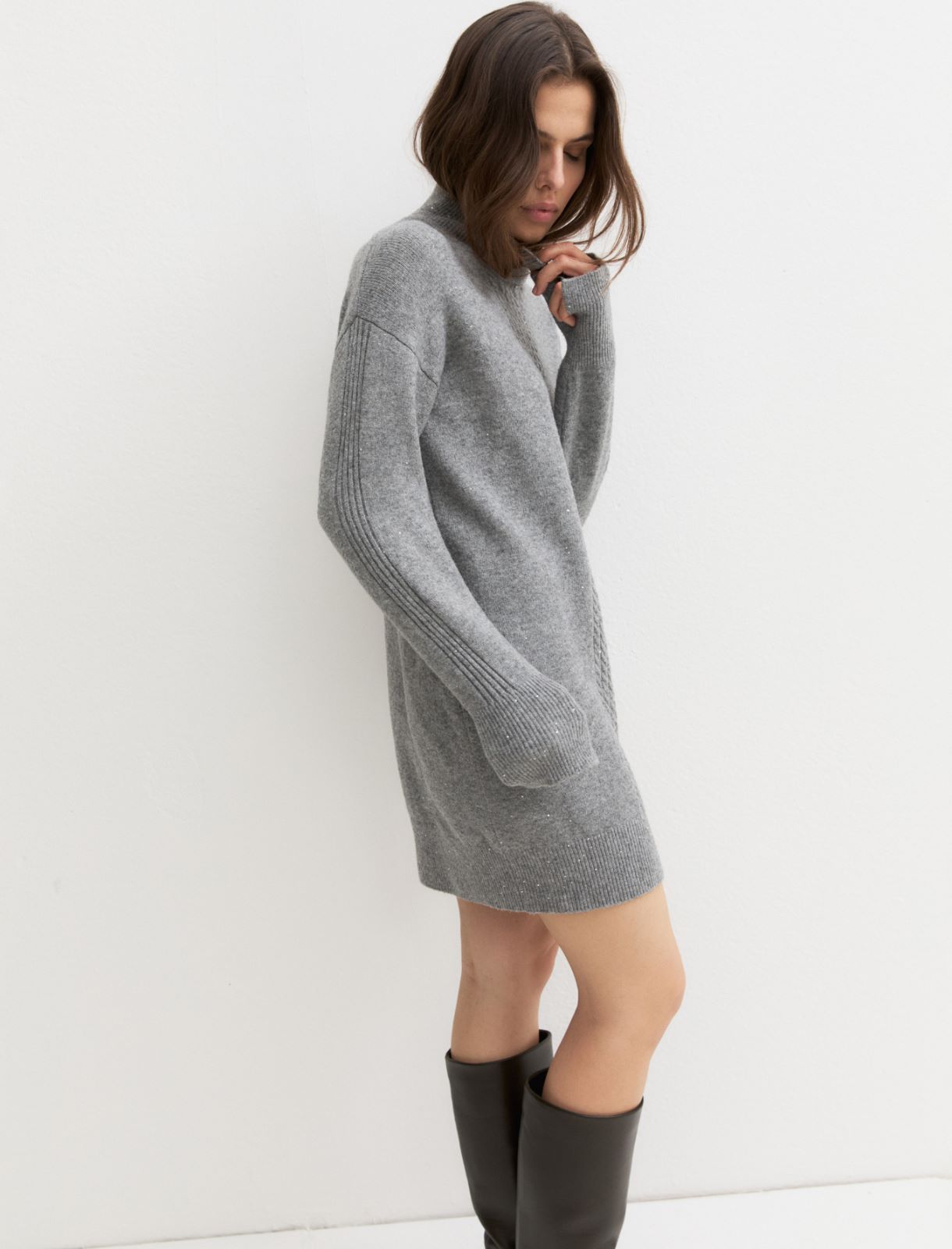 Sequin-embellished stretch-knit dress - SILVER - Emme - 6