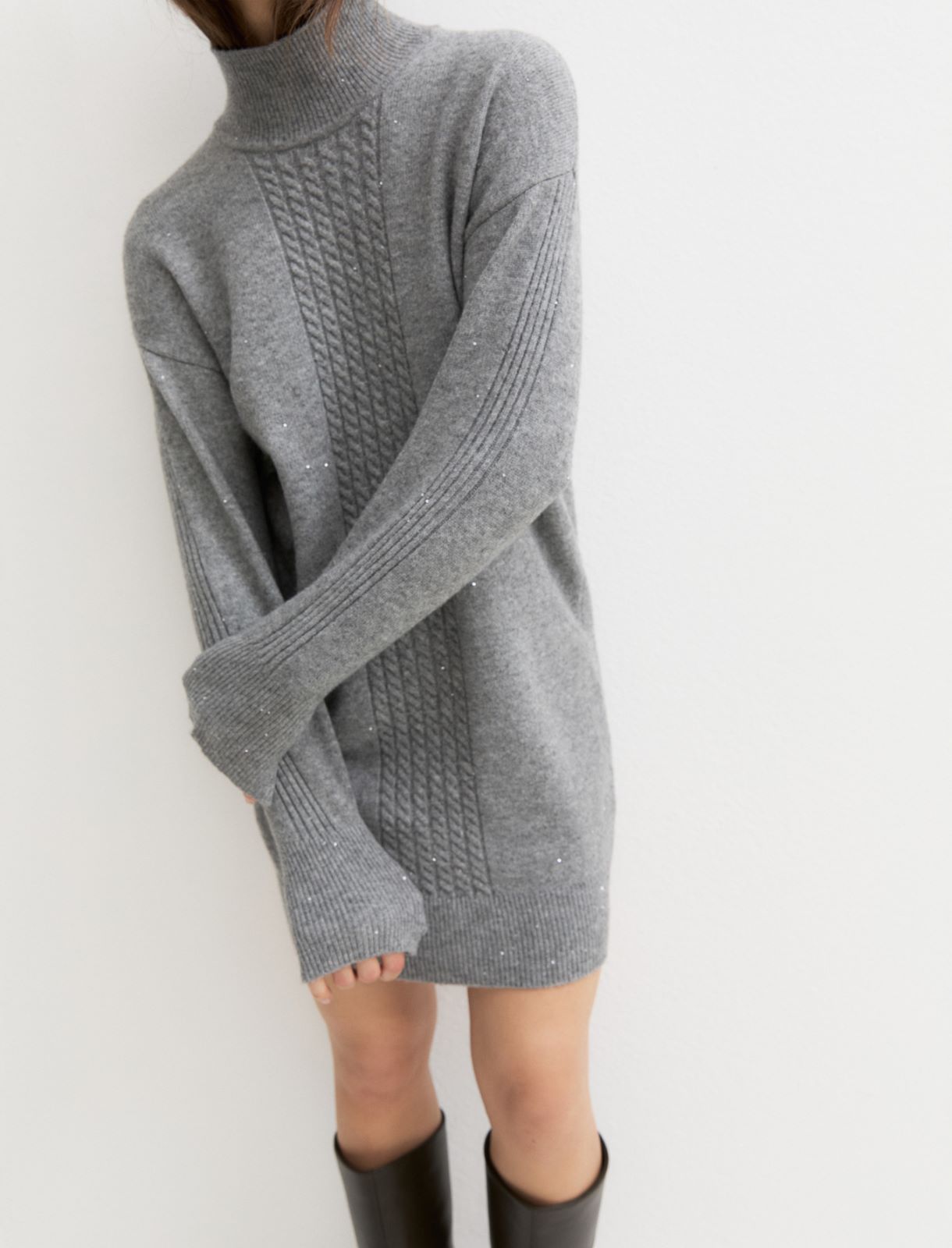 Sequin-embellished stretch-knit dress - SILVER - Emme - 8