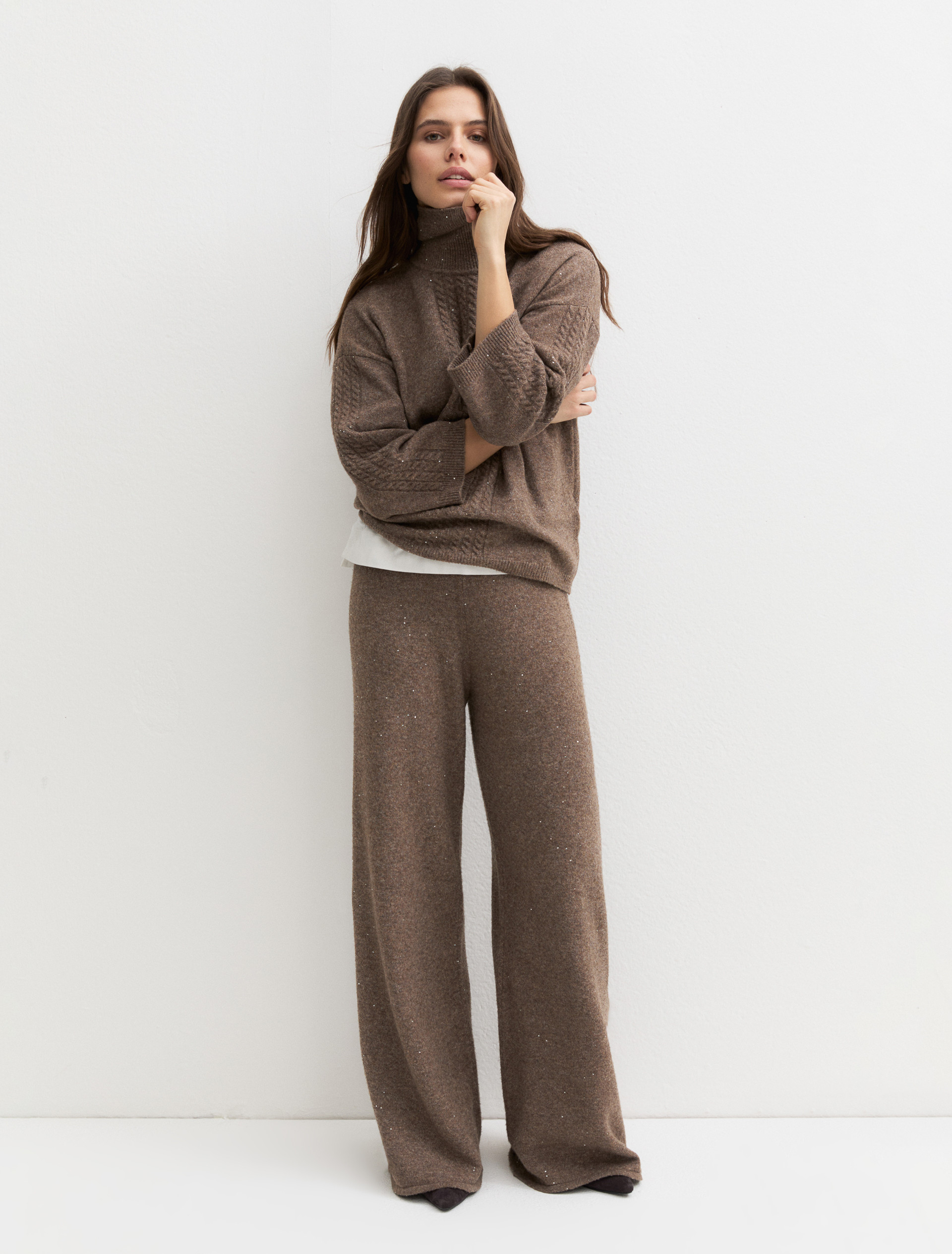 Sequinned knit trousers - TURTLEDOVE - Emme - 1