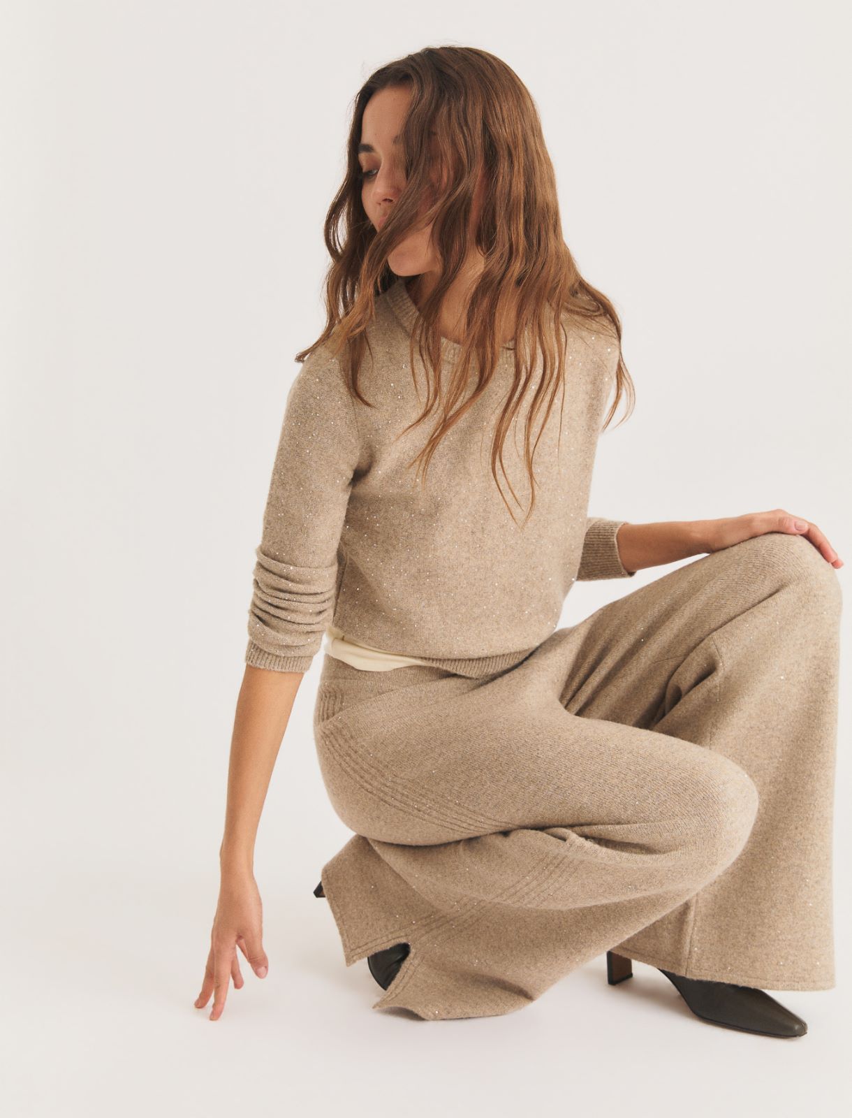 Pantalone in maglia con paillette - SABBIA - Emme - 3