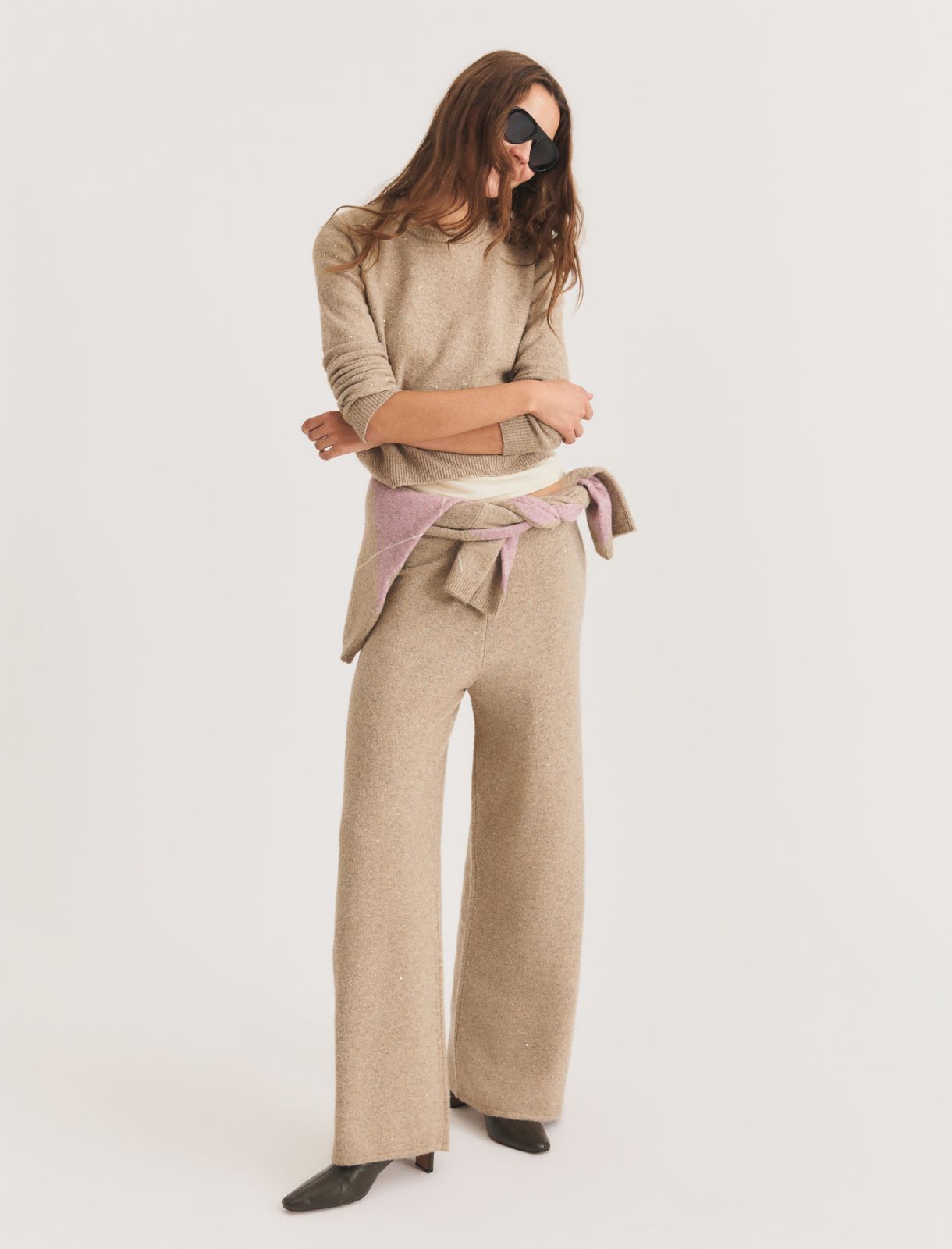 Pantalone in maglia con paillette - SABBIA - Emme - 4