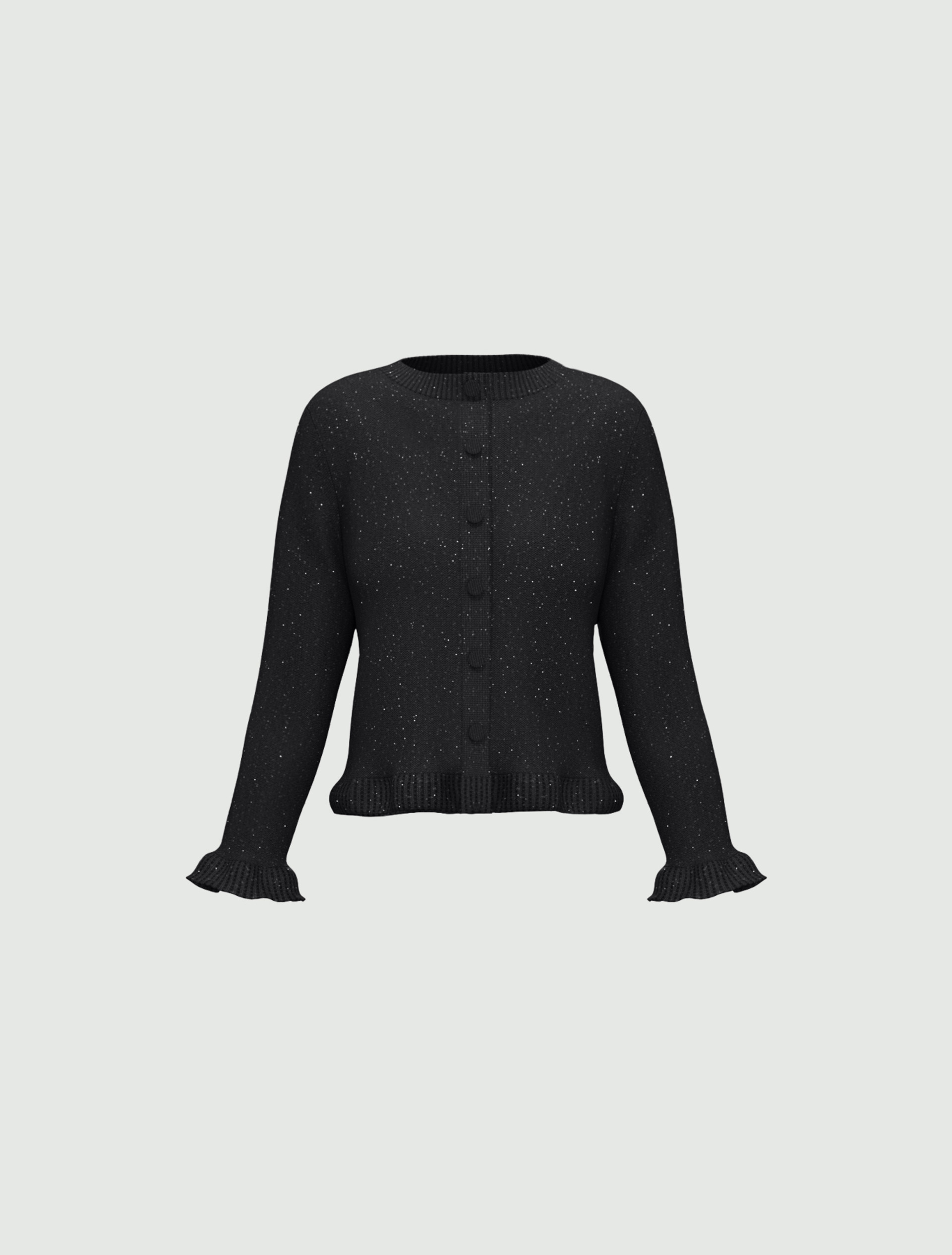 Sequinned wool-blend cardigan - MELANGE DARK GREY - Emme - 6