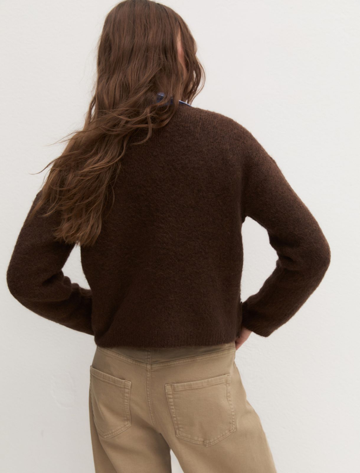 Cropped wool-blend cardigan - CHOCOLATE - Emme - 2