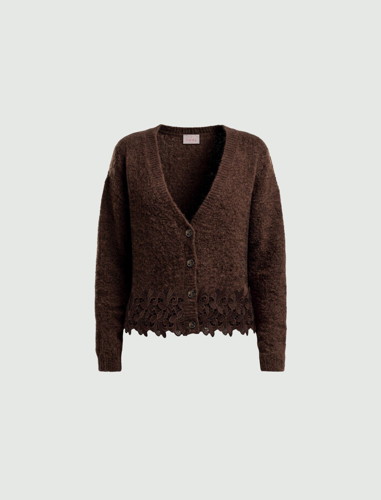 Cropped wool-blend cardigan - CHOCOLATE - Emme - 6