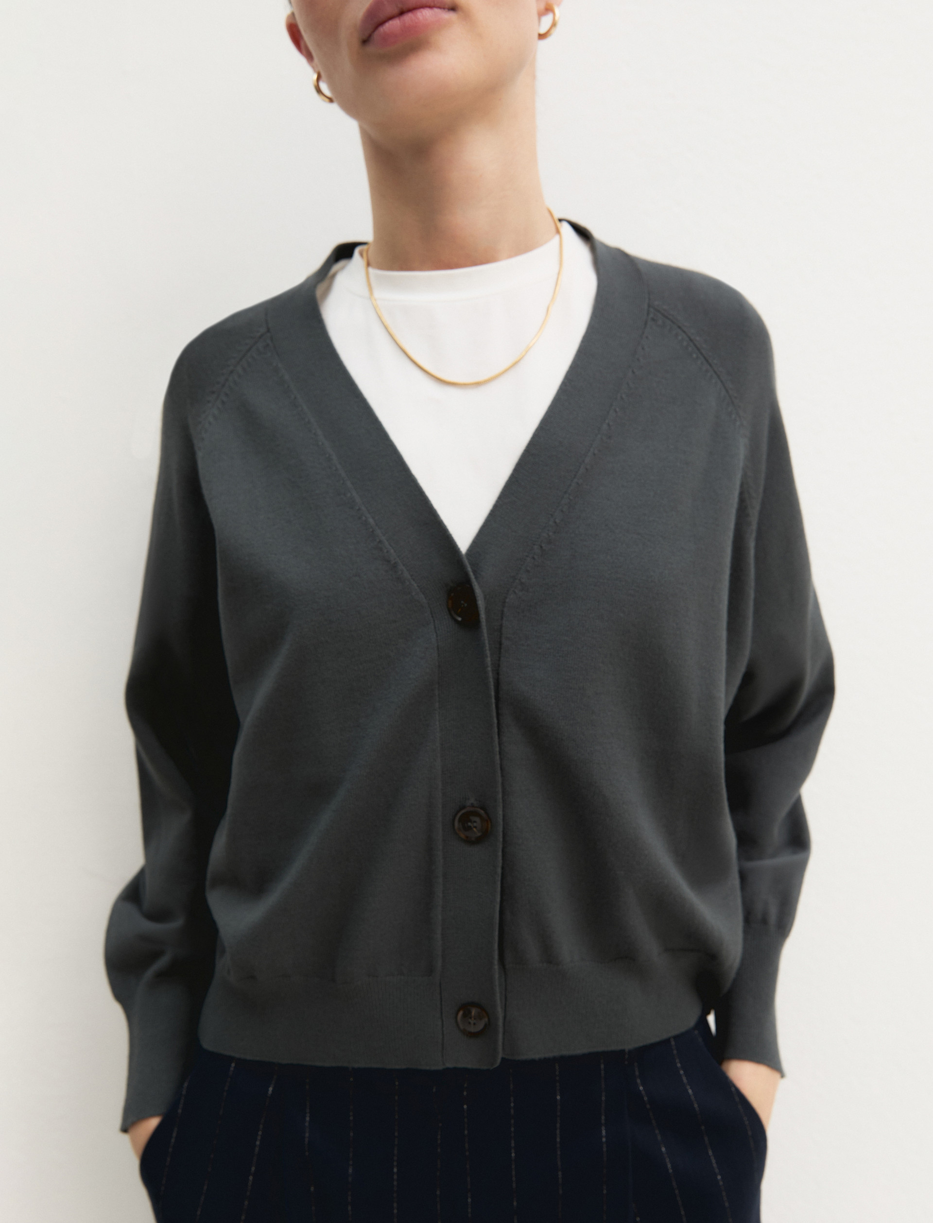 Cardigan dritto in viscosa stretch - SOTTOBOSCO - Emme - 3
