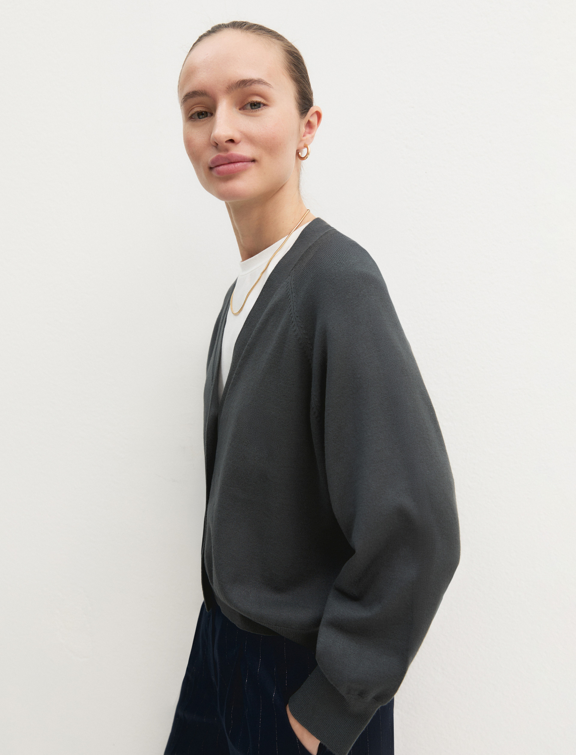 Cardigan dritto in viscosa stretch - SOTTOBOSCO - Emme - 4
