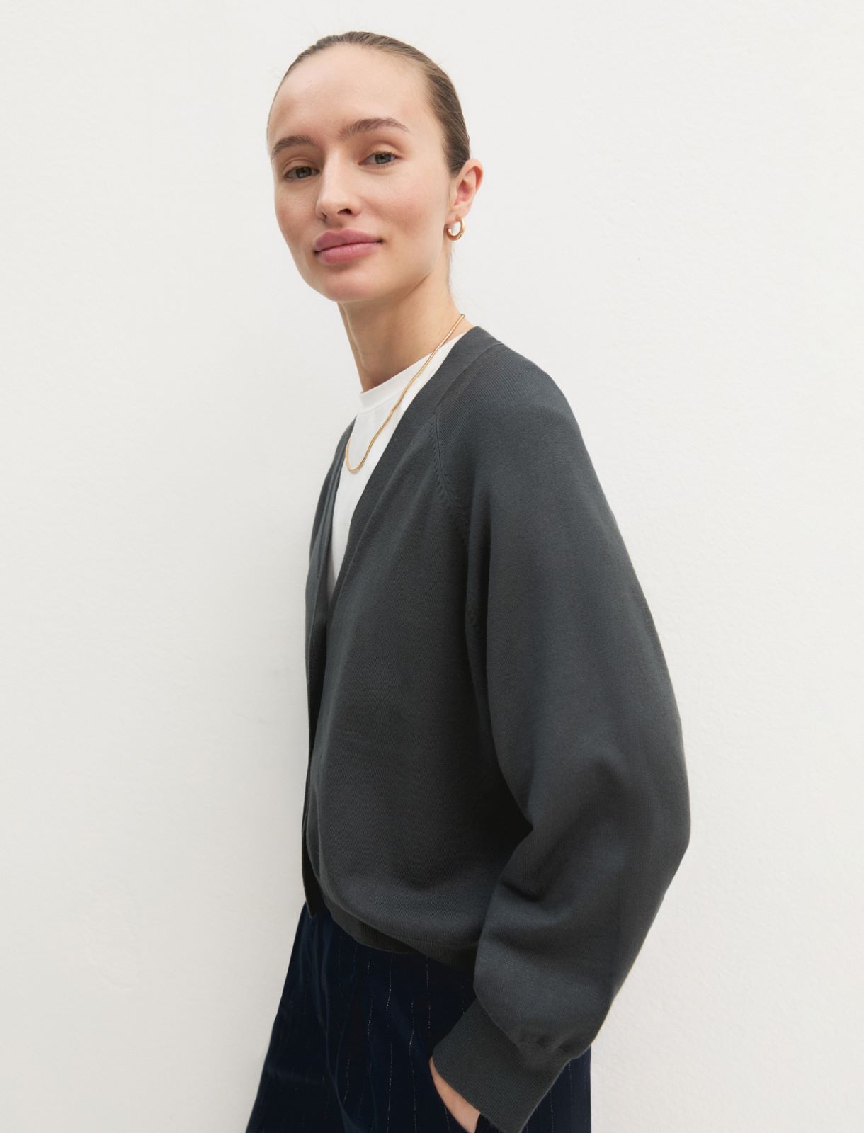 Cardigan dritto in viscosa stretch - SOTTOBOSCO - Emme - 4