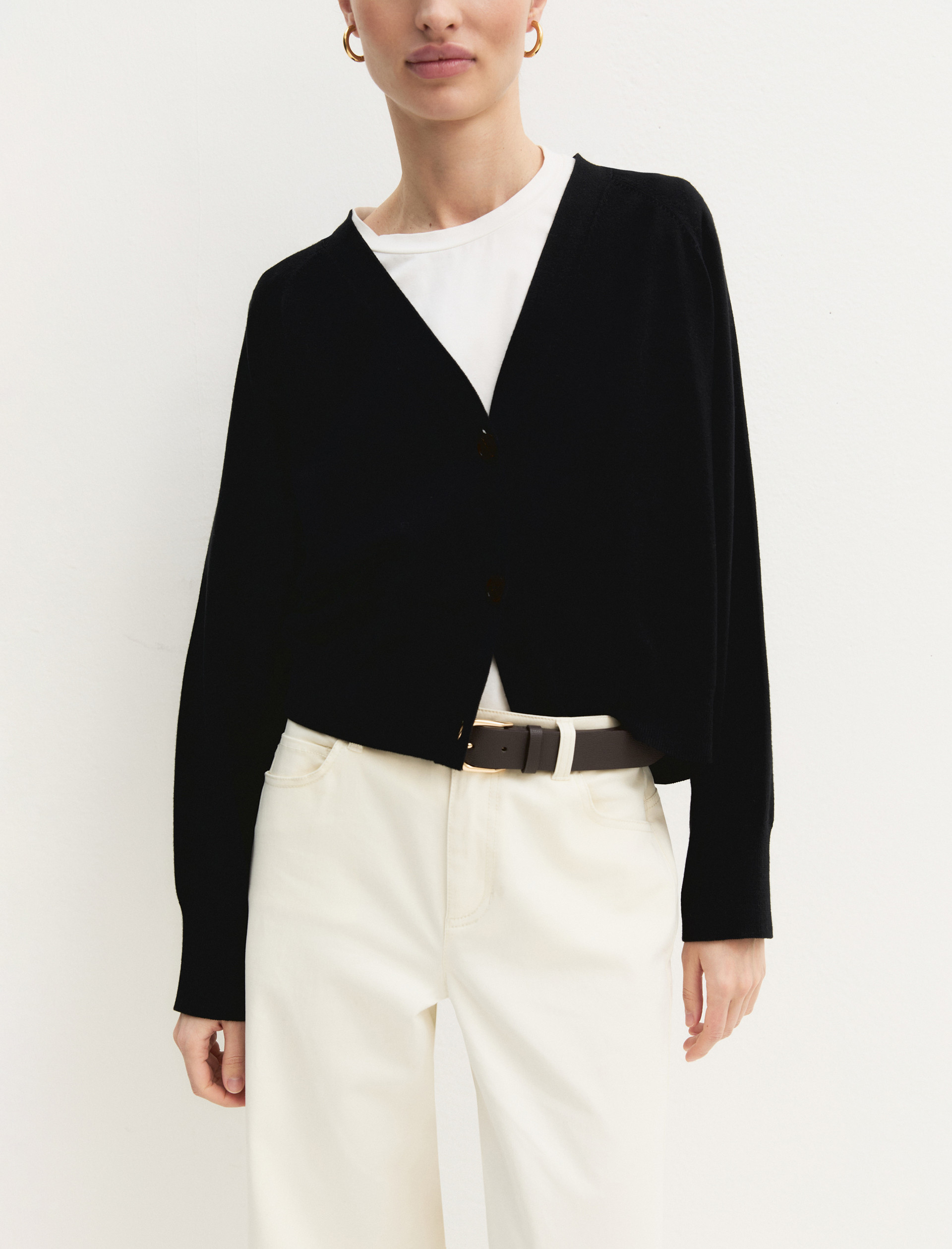 Cardigan dritto in viscosa stretch - NERO - Emme - 3