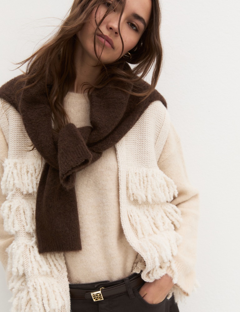 Oversized fringed waistcoat - CAMOMILE
