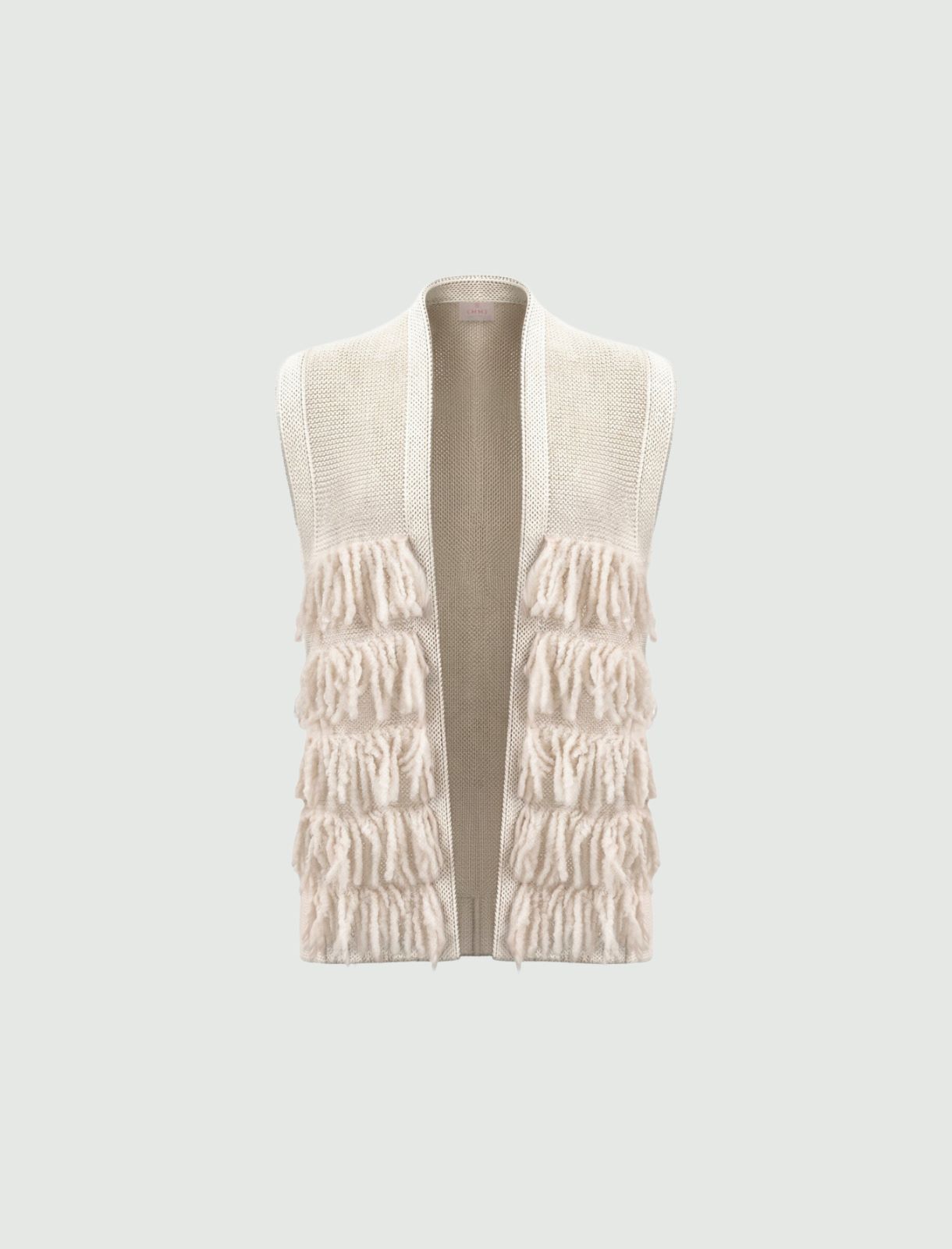 Oversized fringed waistcoat - CAMOMILE - Emme - 6