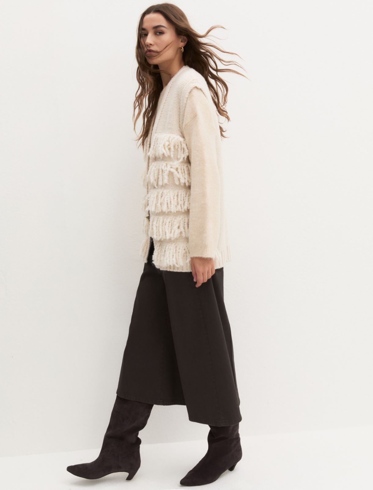 Oversized fringed waistcoat - CAMOMILE - Emme - 7