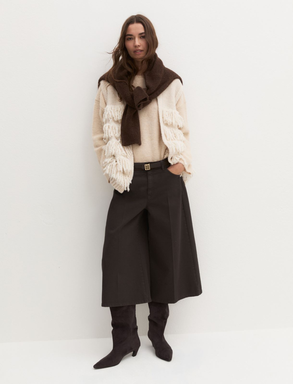 Oversized fringed waistcoat - CAMOMILE - Emme