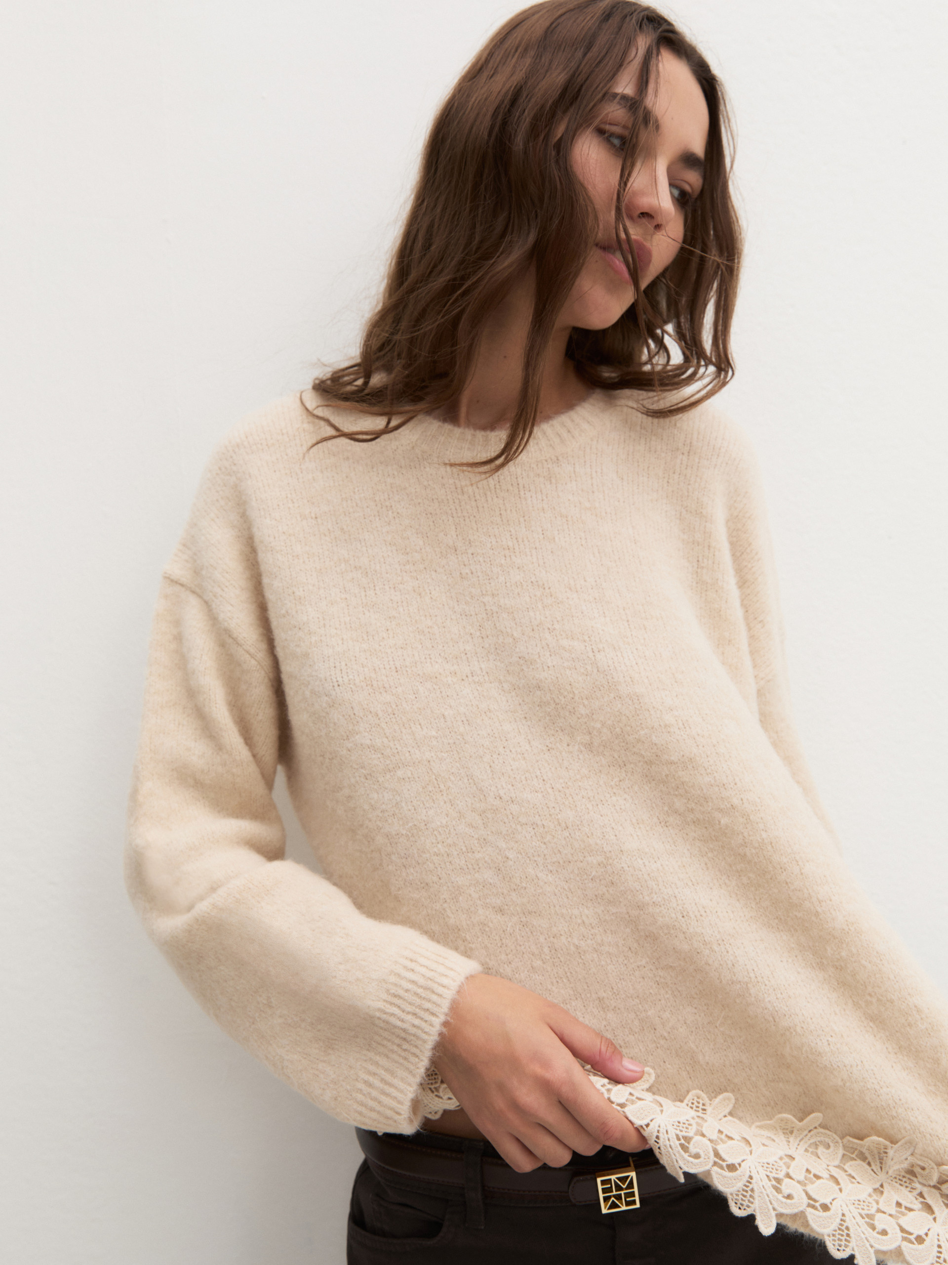 Cropped wool-blend jumper - WHITE - Emme - 5