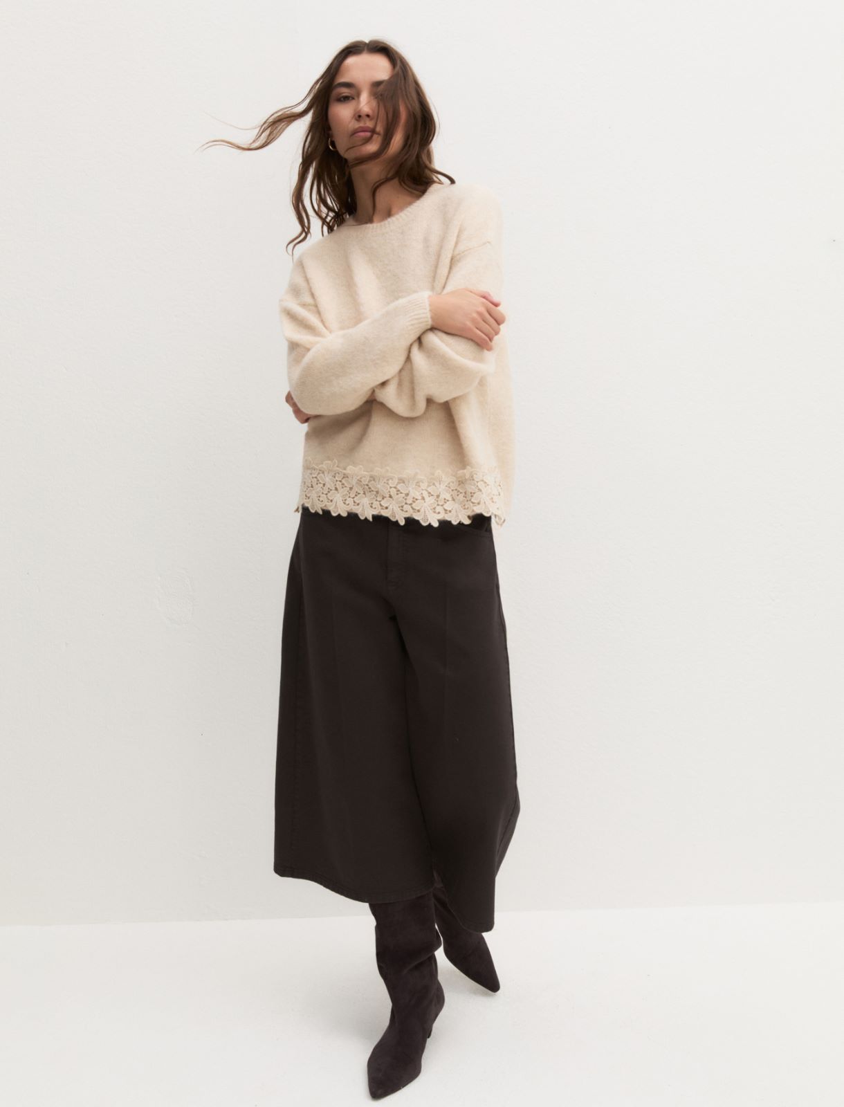 Cropped wool-blend jumper - WHITE - Emme