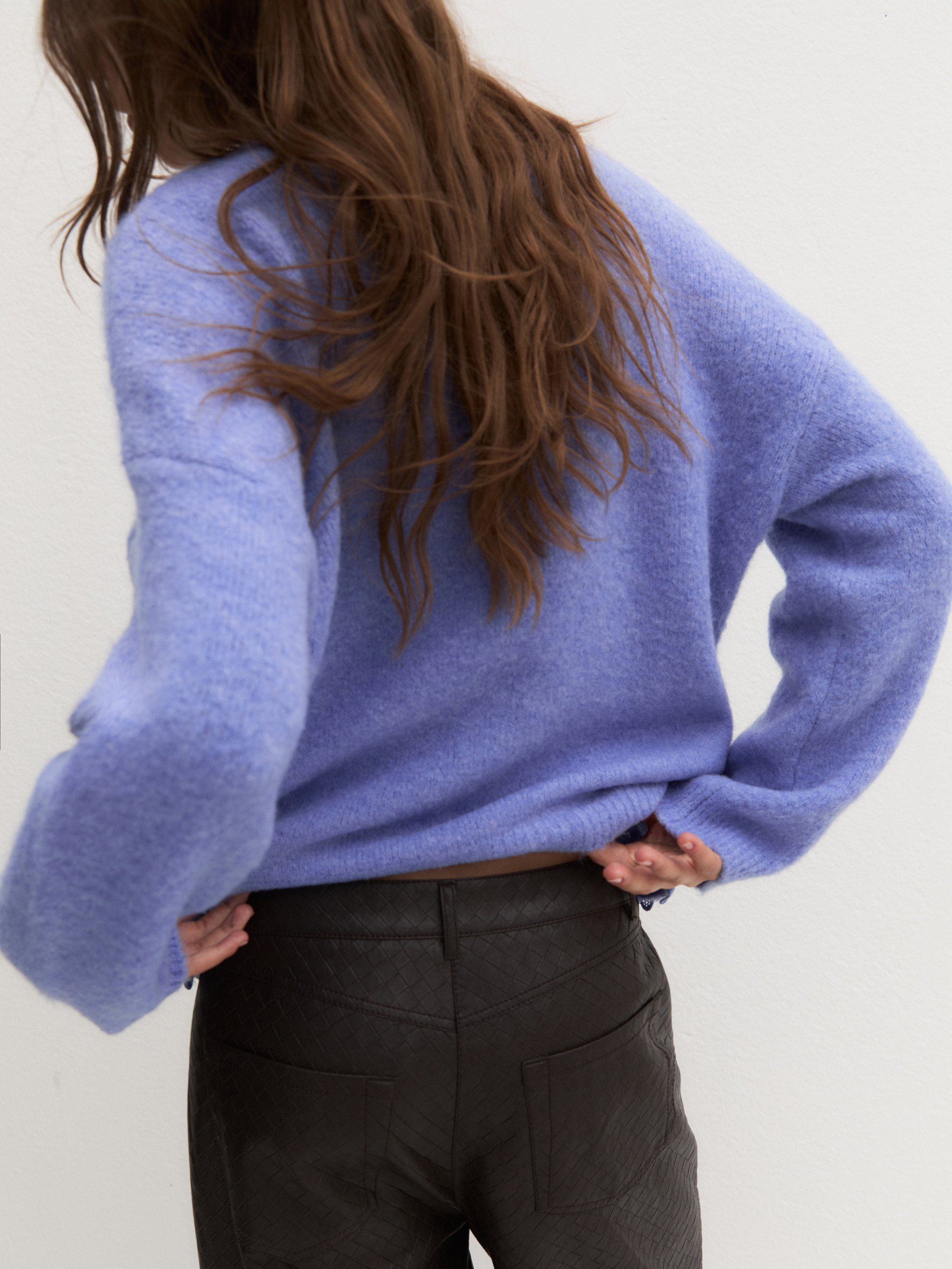 Cropped wool-blend jumper - PERIWINKLE BLUE - Emme - 2
