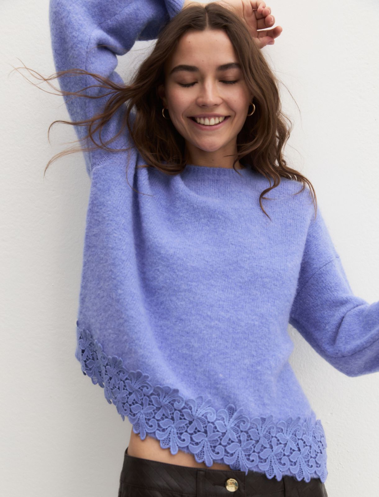 Cropped wool-blend jumper - PERIWINKLE BLUE - Emme - 4