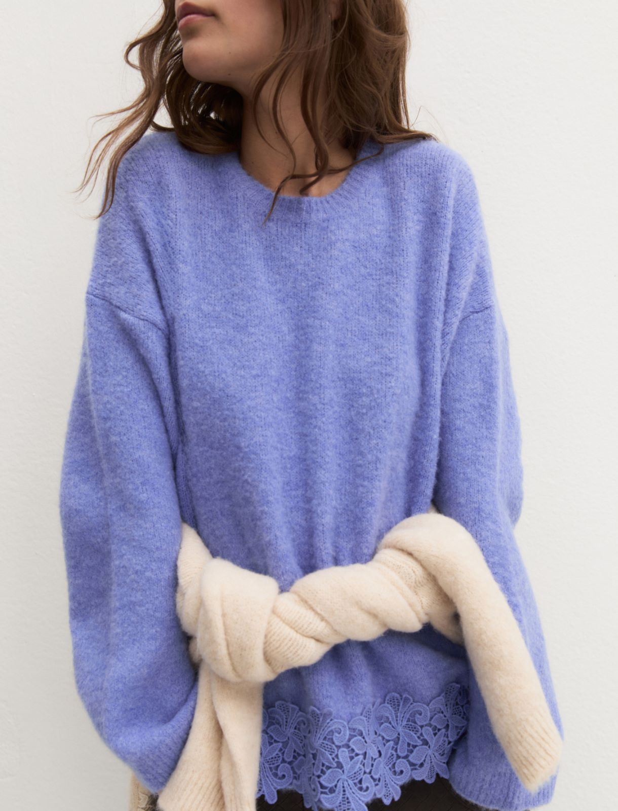Cropped wool-blend jumper - PERIWINKLE BLUE - Emme - 5