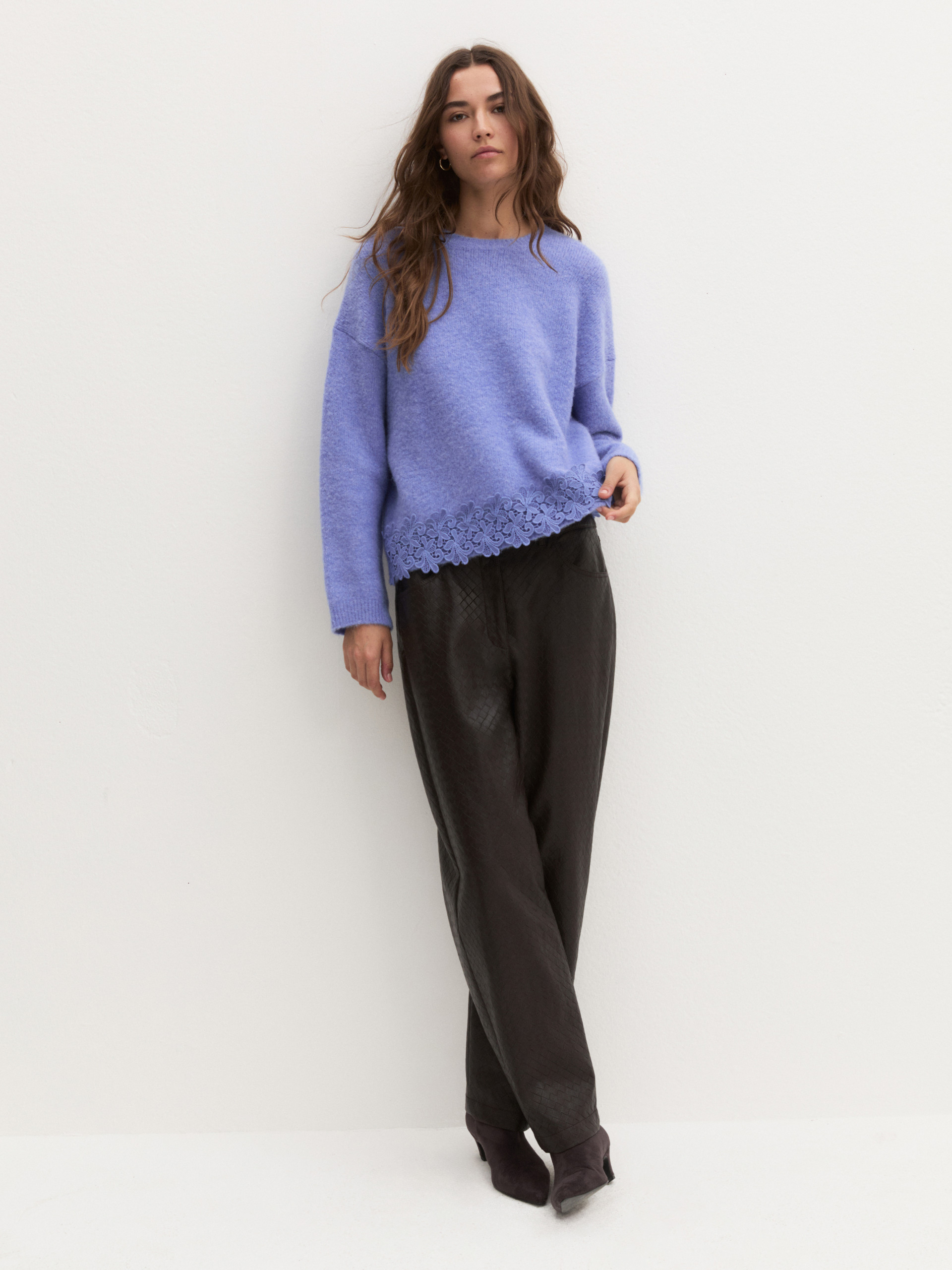 Cropped wool-blend jumper - PERIWINKLE BLUE - Emme - 1