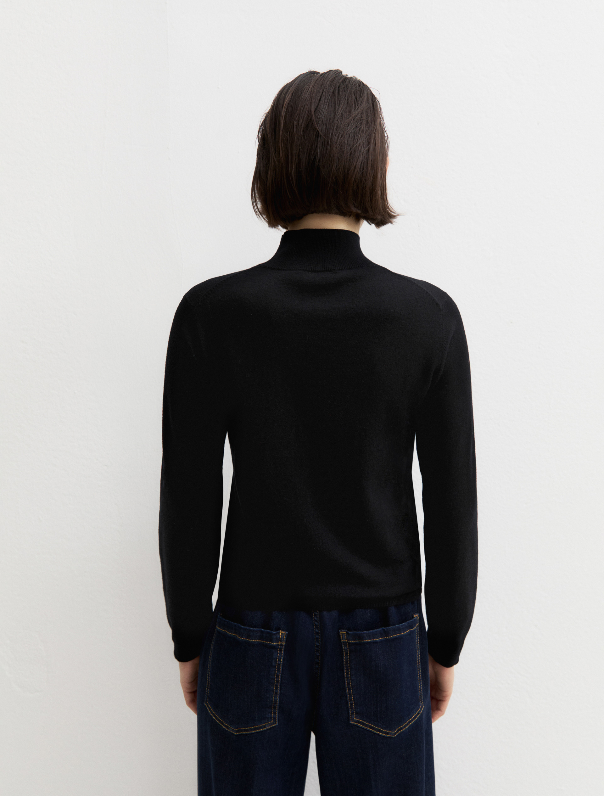 Soft-knit mock polo neck jumper - BLACK - Emme - 2