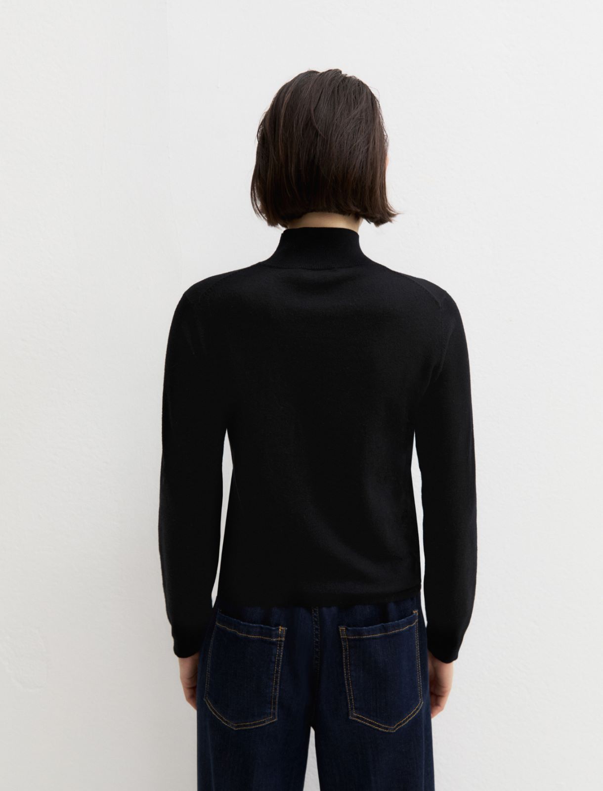 Soft-knit mock polo neck jumper - BLACK - Emme - 2