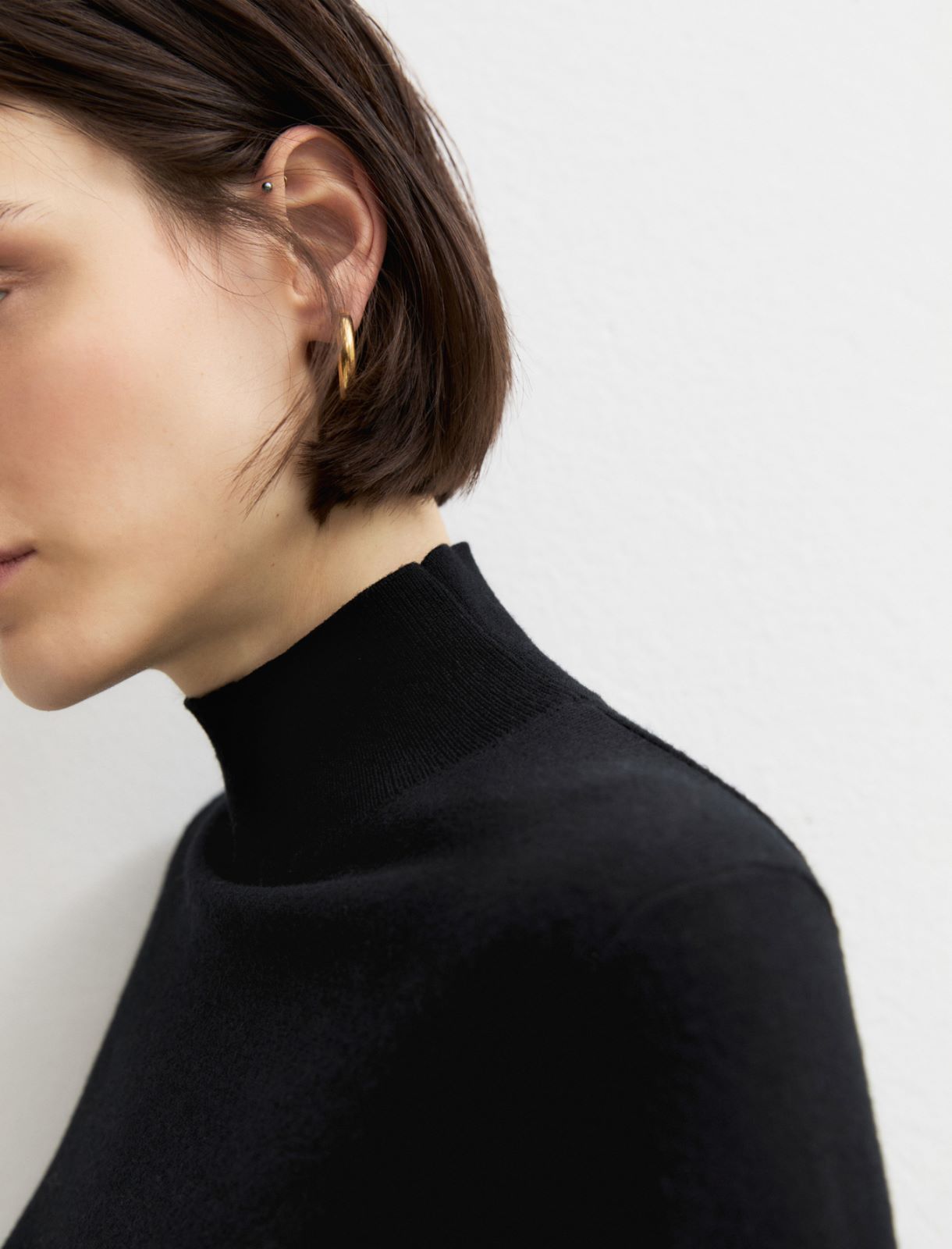 Soft-knit mock polo neck jumper - BLACK - Emme - 5