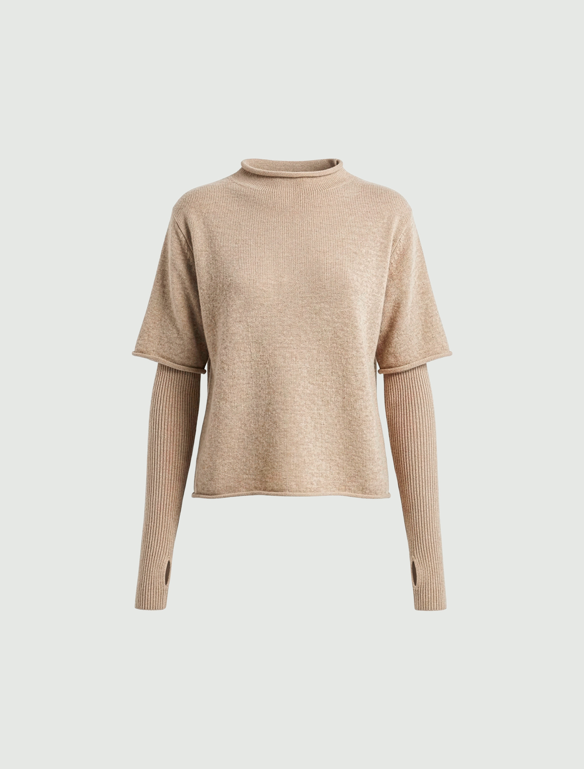 Maglia in misto lana con manica corta - BEIGE - Emme - 6